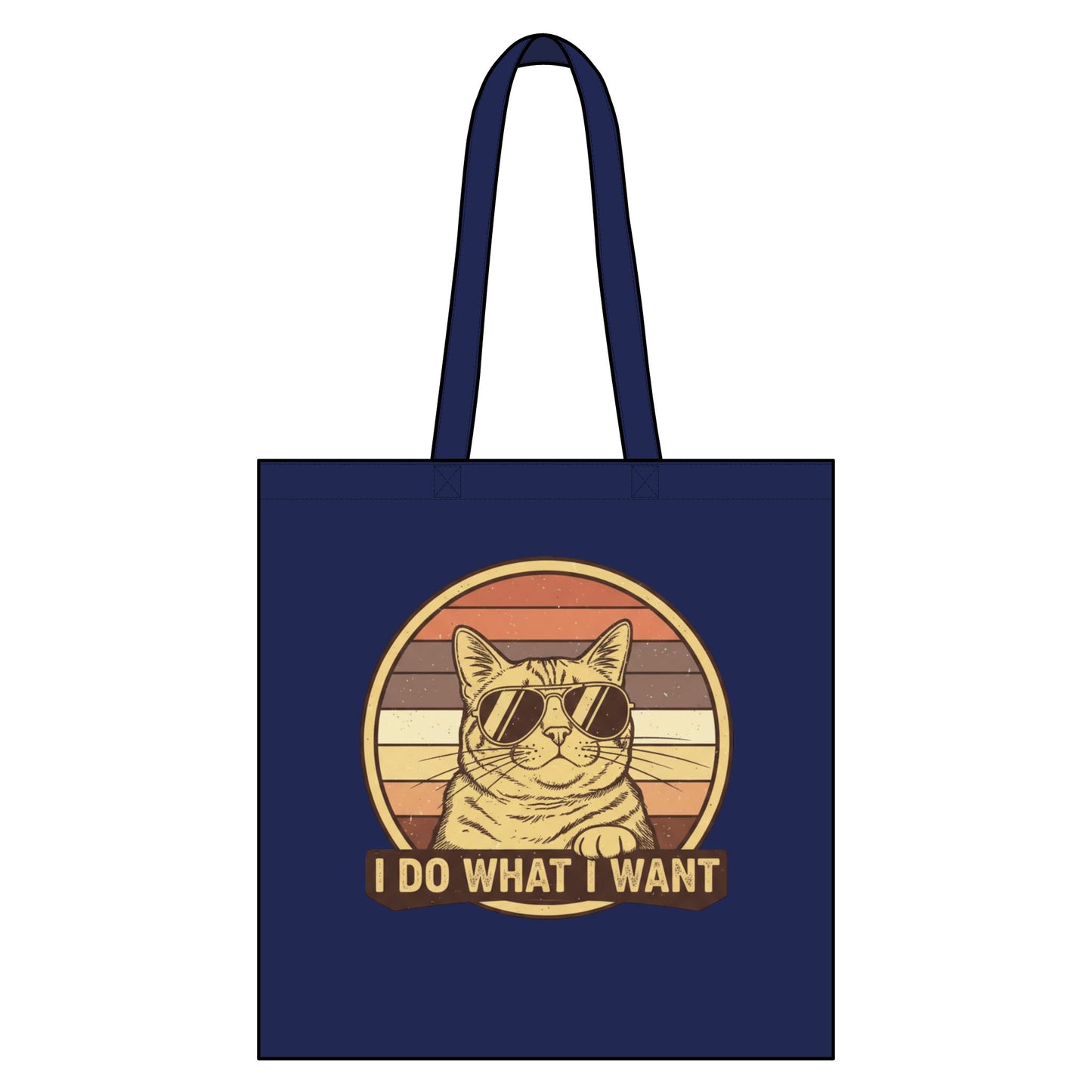 I Do What I Want Cat Tote Bag — Retro Sunglasses Canvas Grocery Tote