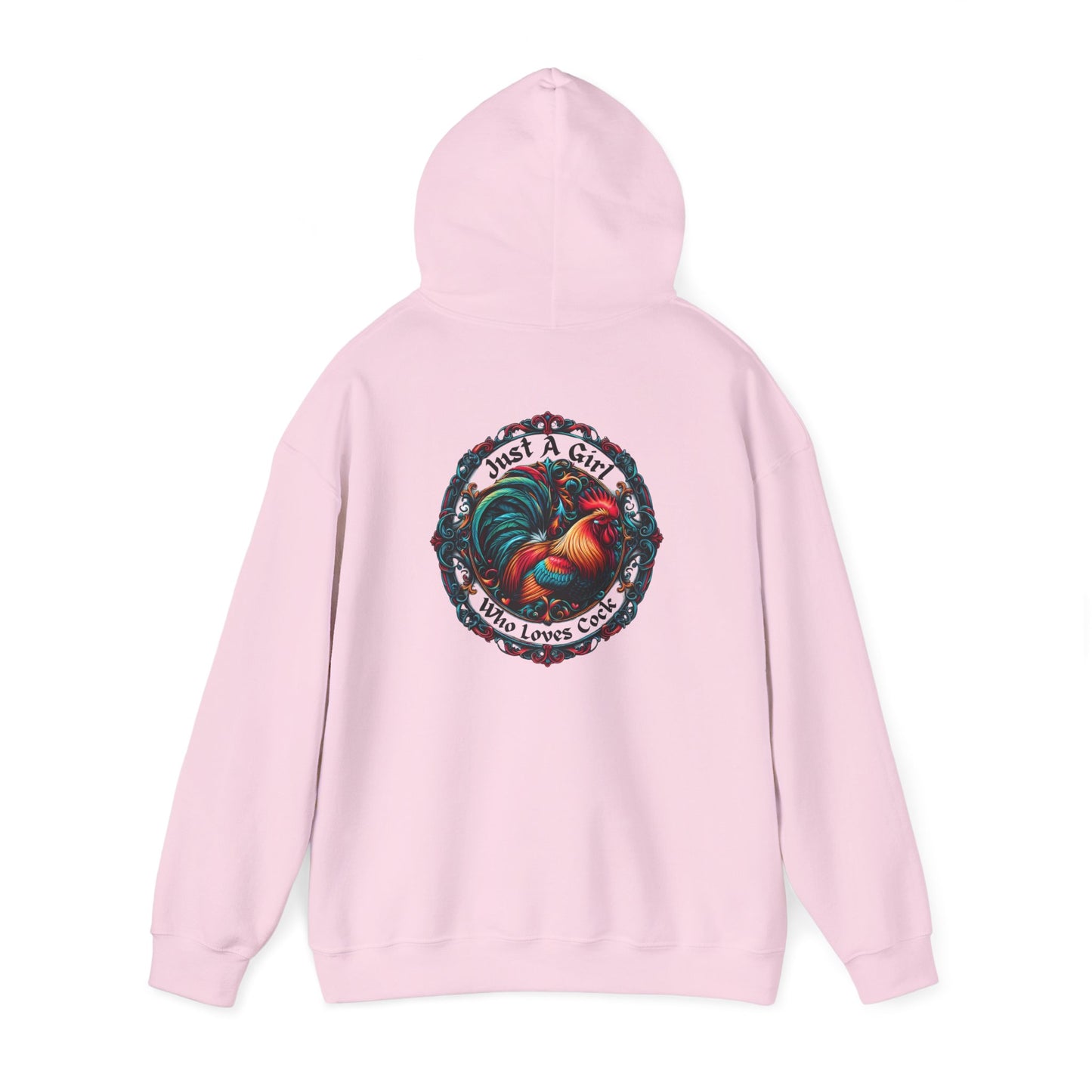 Just a Girl Colorful Rooster Design Heavy Blend™ Hoodie