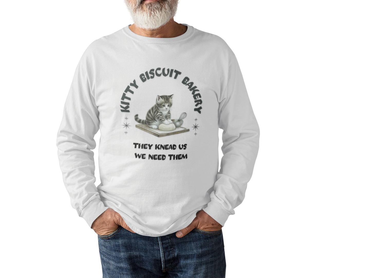 Cat Lovers Long Sleeve Tee - Kitty Biscuit Bakery Design