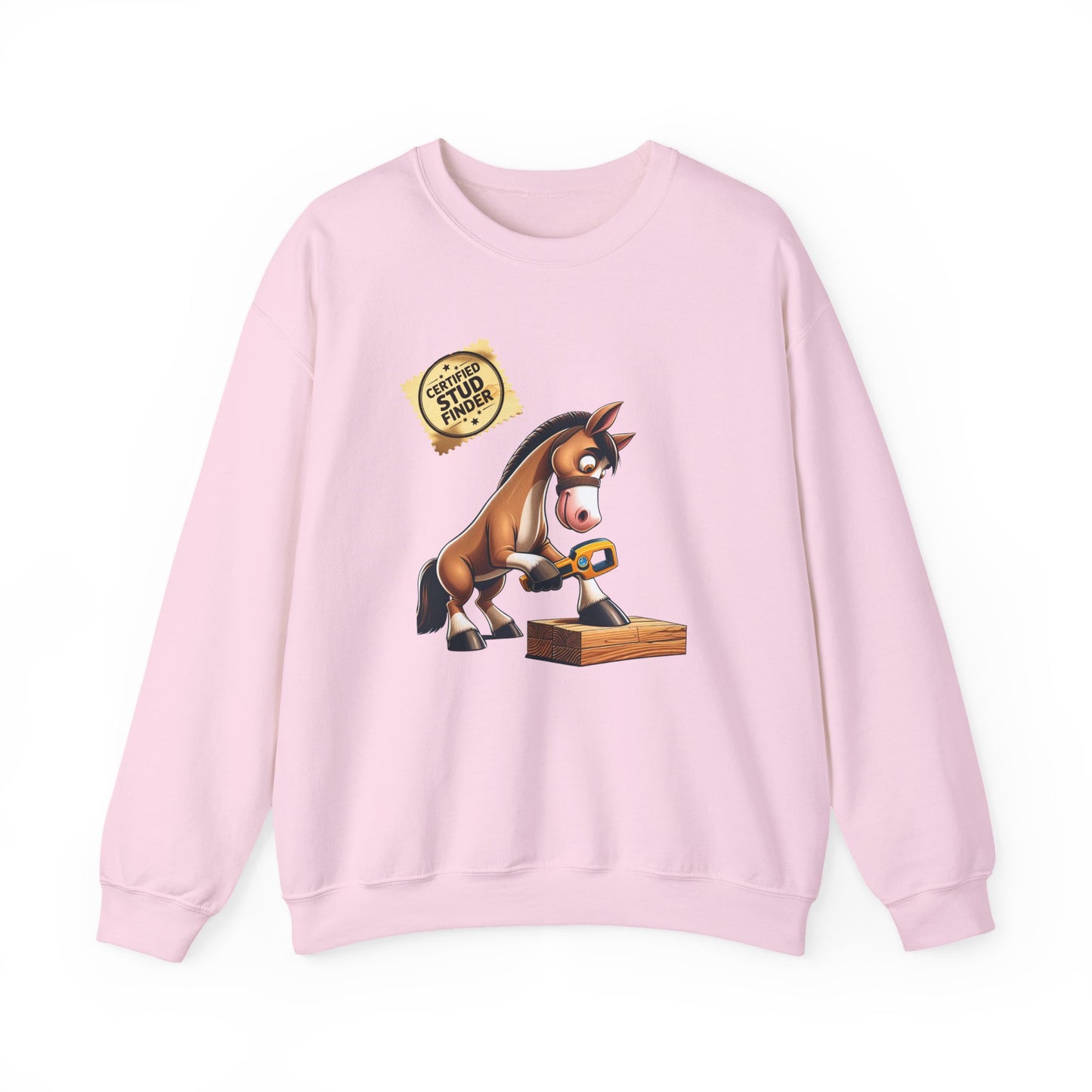 "Stud Finder" Humorous Horse Crewneck Sweatshirt, Funny Sweatshirt, Unisex Sweater, Gift for Horse Lovers, Casual Crewneck