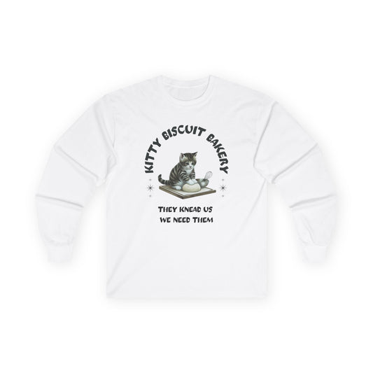 Cat Lovers Long Sleeve Tee - Kitty Biscuit Bakery Design