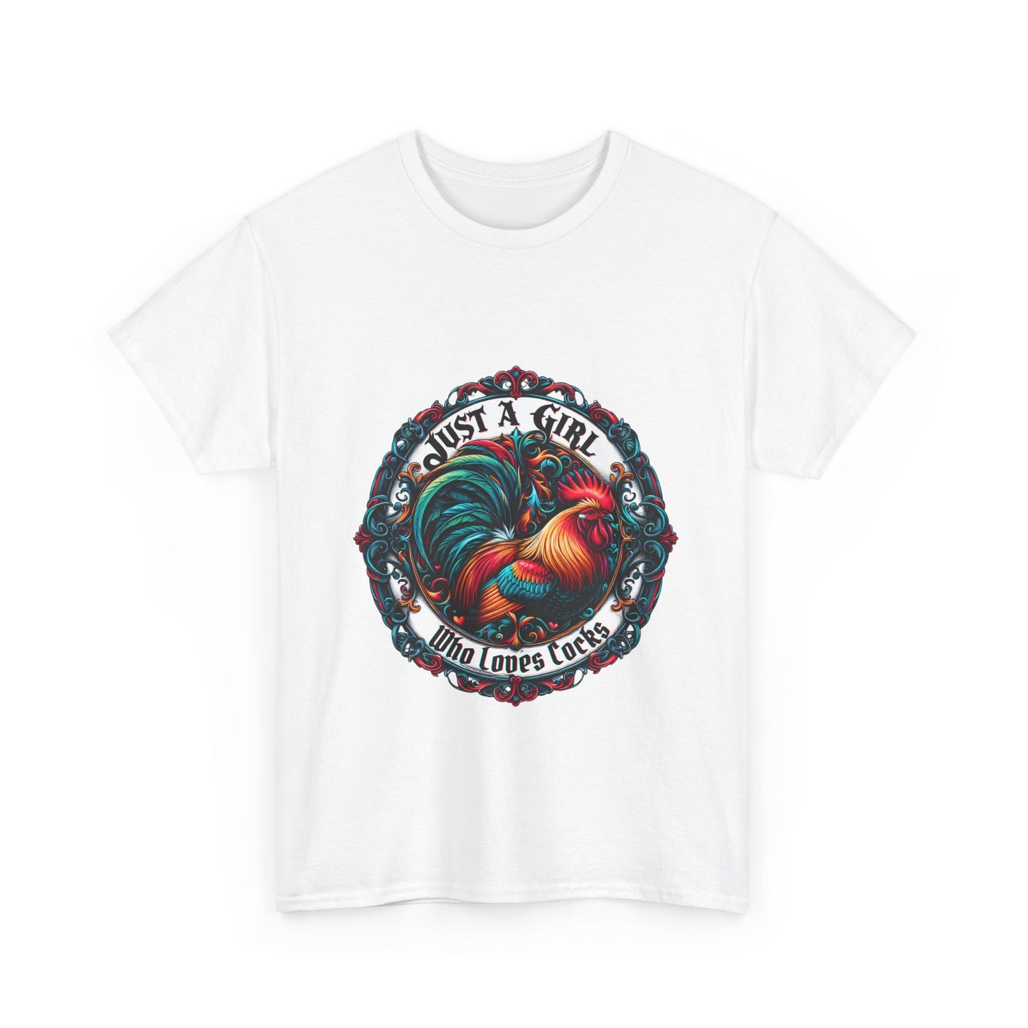 Just a Girl Who Loves "roosters?" T-Shirt, Fun Gift for Friends, Casual Wear, Birthday Gift, Unique Graphic Tee