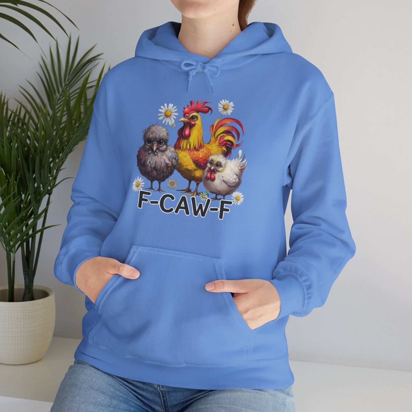 Rooster & Chick Funny F-CAW-F Hoodie — Cute Farm Chicken Sweatshirt