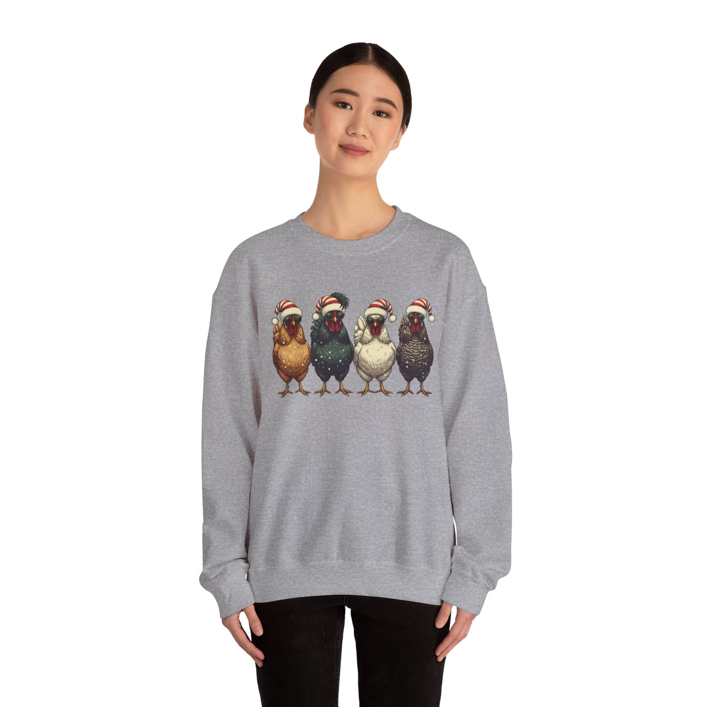 Festive Chicken Crewneck Sweatshirt | Holiday Sweatshirt, Christmas Gift, Unisex Pullover, Cozy Apparel, Animal Lover Sweater