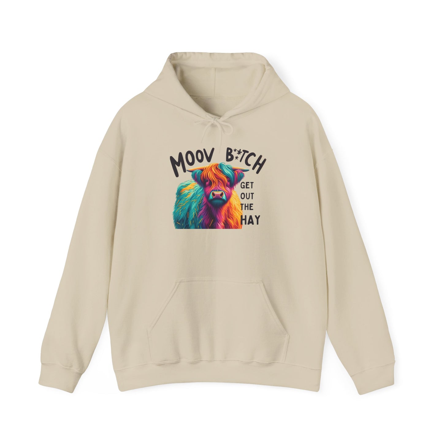 Colorful Cow Graphic Unisex Hoodie – "Moov B*itch, Get Out the Hay"