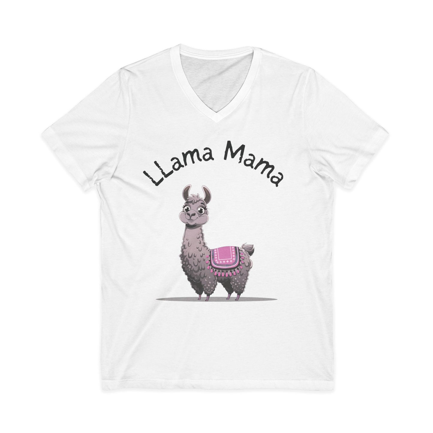 Llama Mama V-Neck Tee, Cute Animal T-Shirt, Mother's Day Gift, Funny Casual Top, Unique Gift for Mom