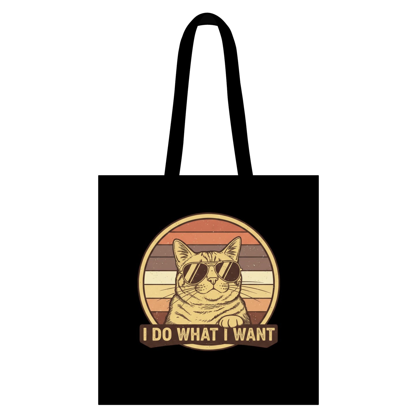 I Do What I Want Cat Tote Bag — Retro Sunglasses Canvas Grocery Tote