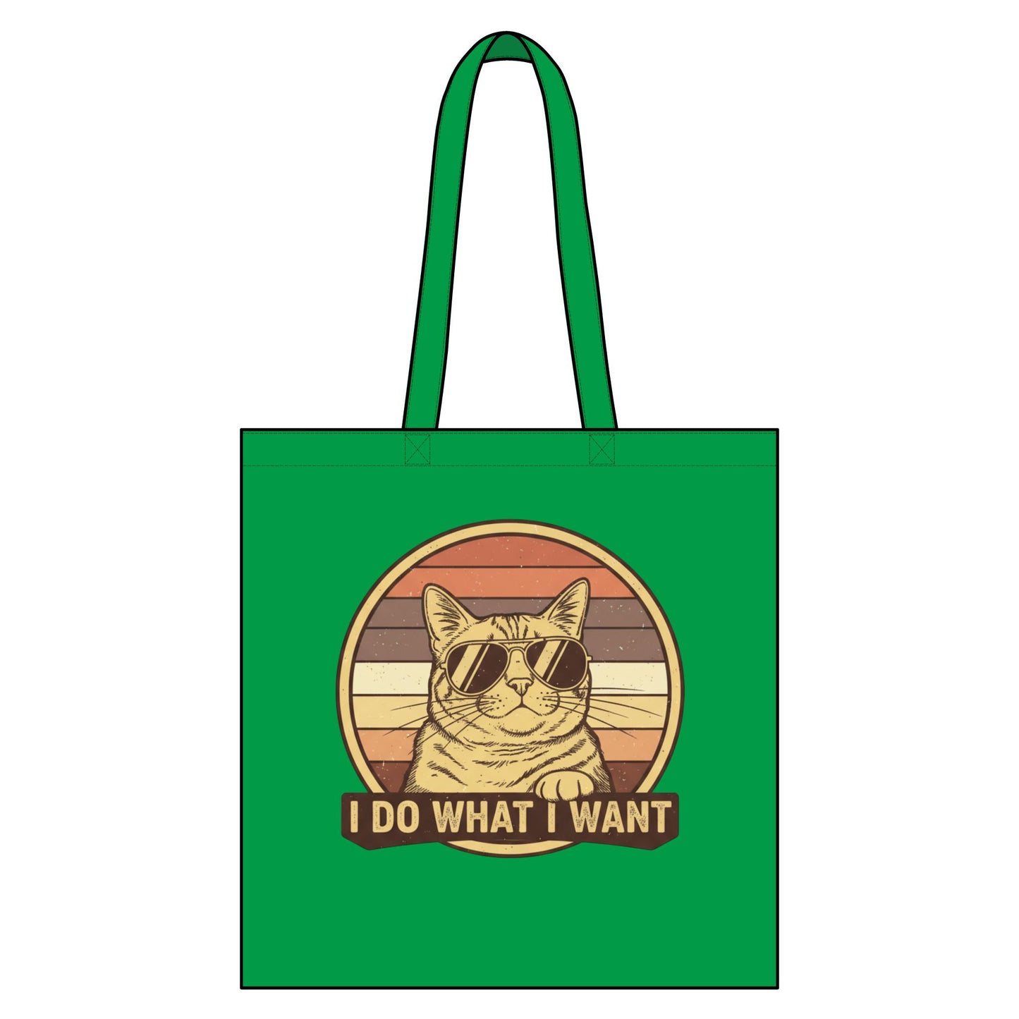 I Do What I Want Cat Tote Bag — Retro Sunglasses Canvas Grocery Tote