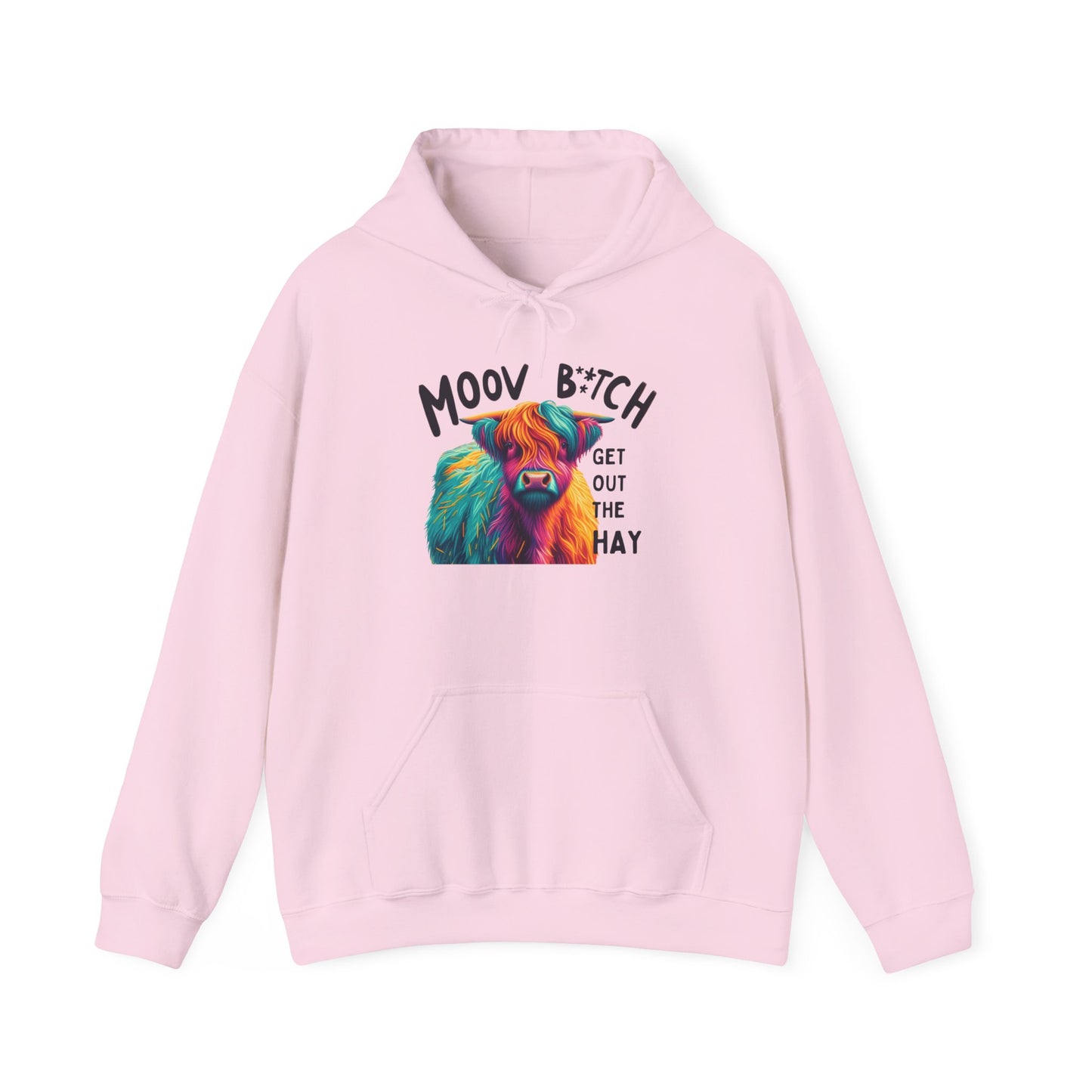 Colorful Cow Graphic Unisex Hoodie – "Moov B*itch, Get Out the Hay"