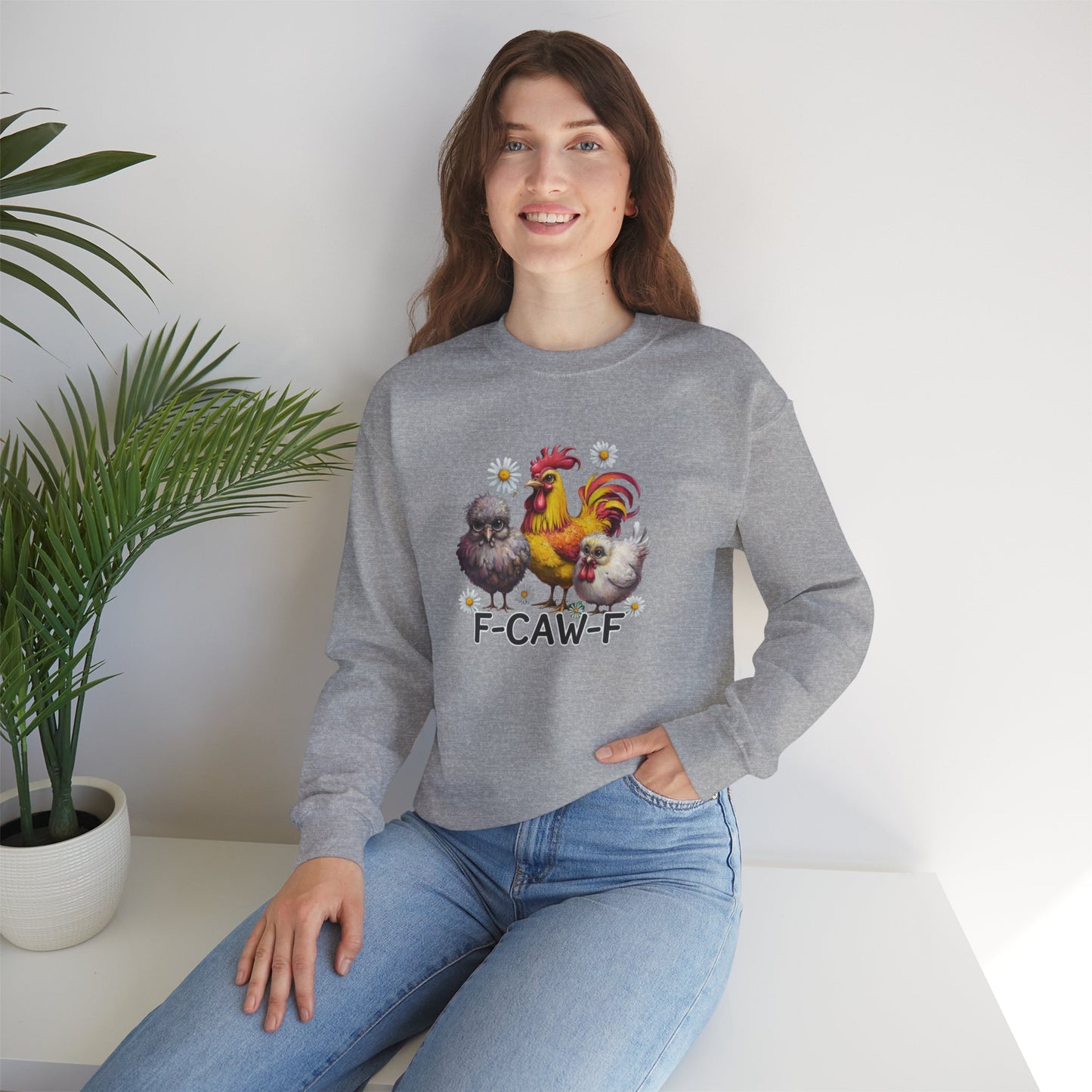 Funny Chicken Trio Sweatshirt "F-Caw-F" Crewneck Sweatshirt