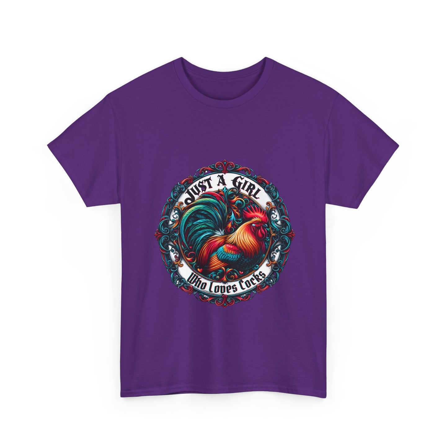 Just a Girl Who Loves "roosters?" T-Shirt, Fun Gift for Friends, Casual Wear, Birthday Gift, Unique Graphic Tee