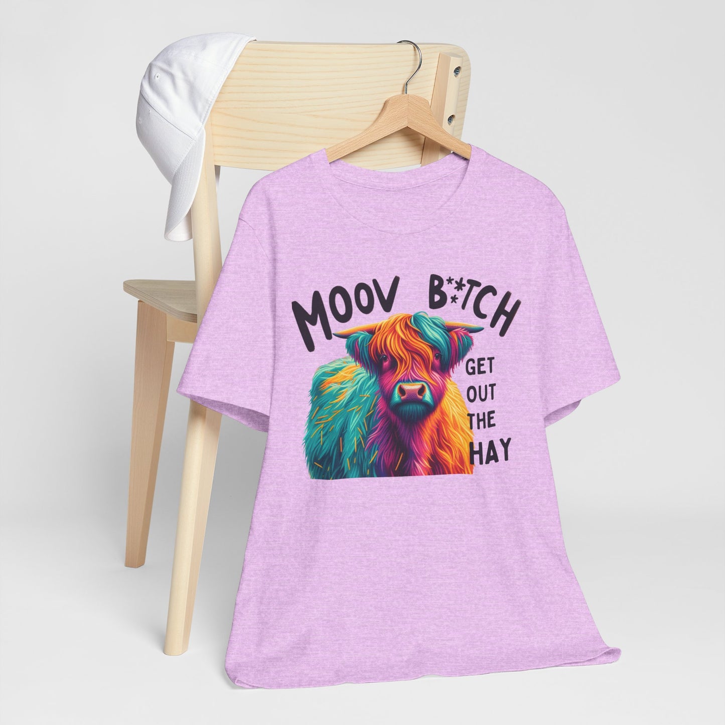 Colorful Cow Graphic Tee - "Moov B*tch, Get Out the Hay"