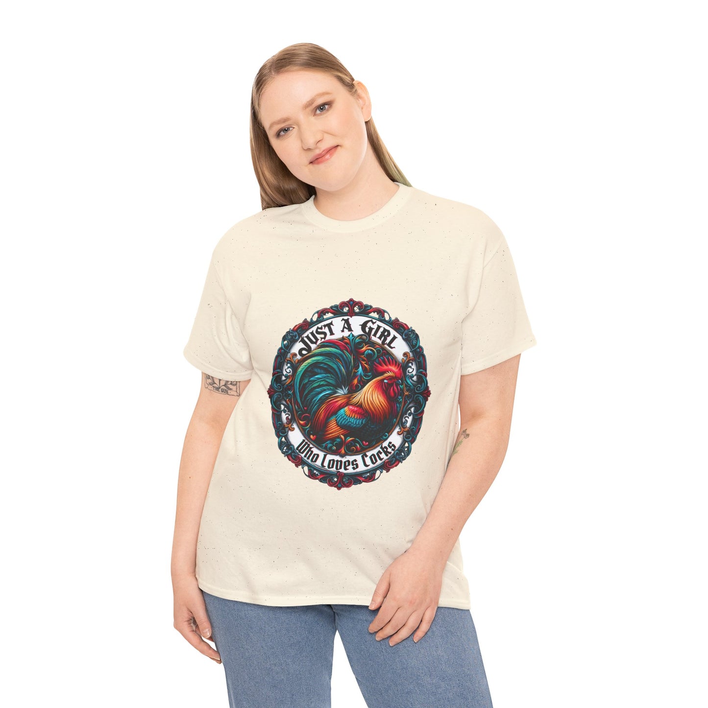 Just a Girl Who Loves "roosters?" T-Shirt, Fun Gift for Friends, Casual Wear, Birthday Gift, Unique Graphic Tee