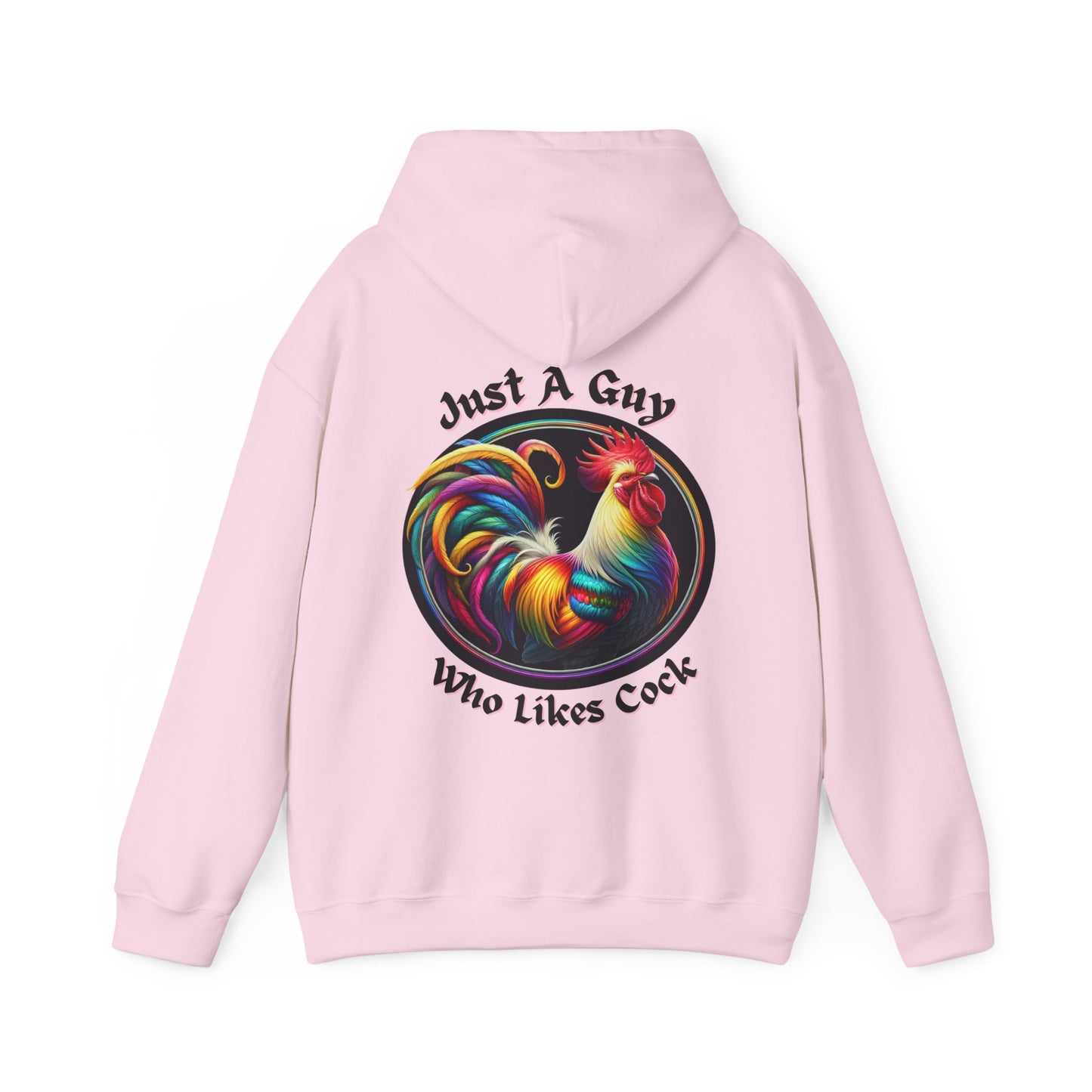 Just a Guy Who Likes Cock Hoodie - Colorful Rooster Design