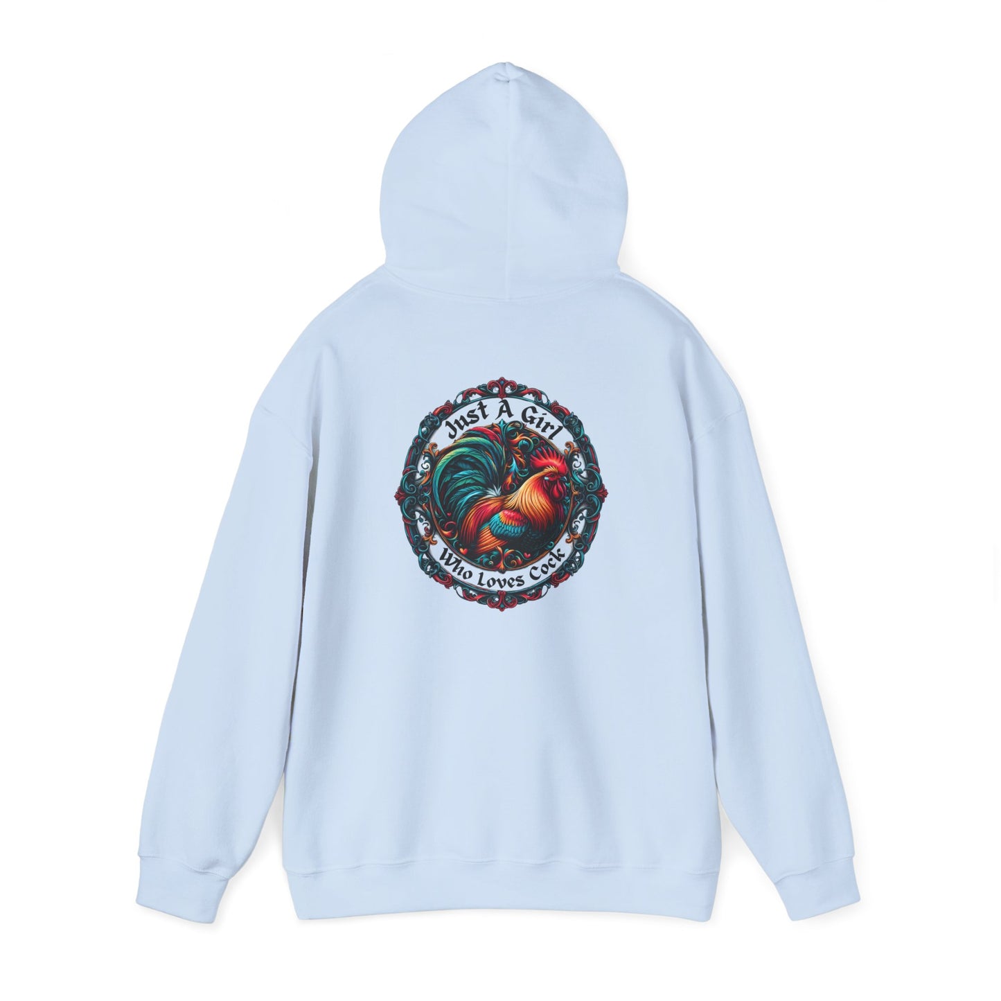 Just a Girl Colorful Rooster Design Heavy Blend™ Hoodie
