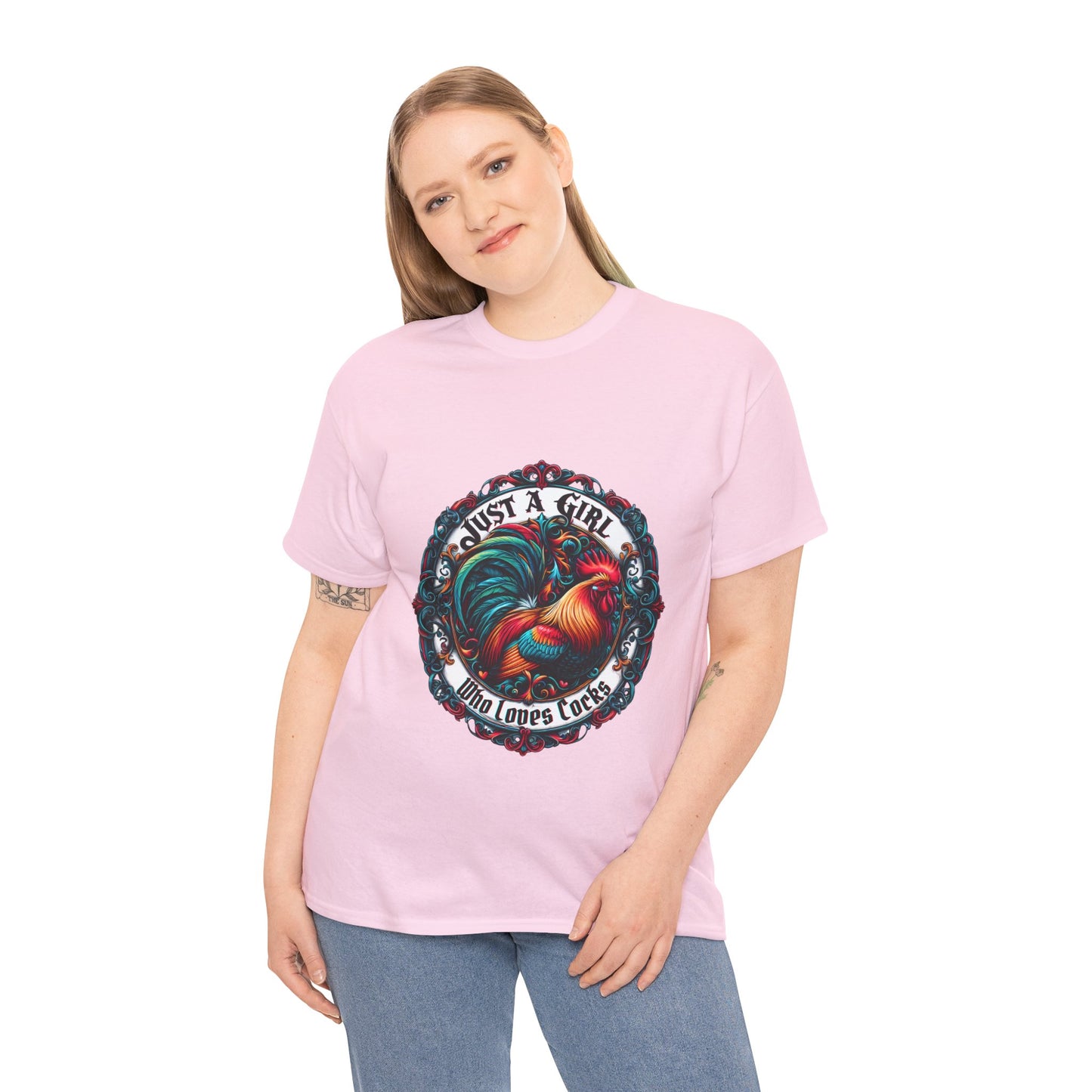 Just a Girl Who Loves "roosters?" T-Shirt, Fun Gift for Friends, Casual Wear, Birthday Gift, Unique Graphic Tee
