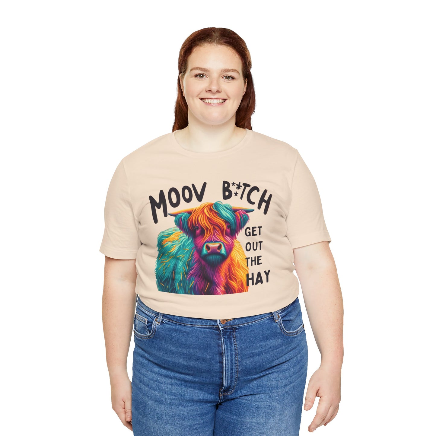 Colorful Cow Graphic Tee - "Moov B*tch, Get Out the Hay"