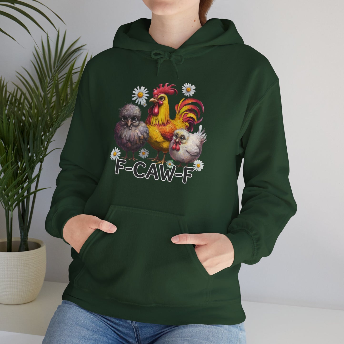 Rooster & Chick Funny F-CAW-F Hoodie — Cute Farm Chicken Sweatshirt
