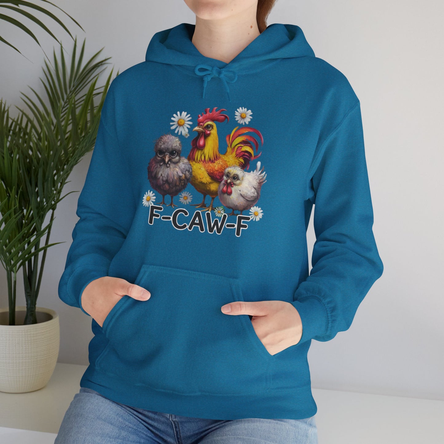Rooster & Chick Funny F-CAW-F Hoodie — Cute Farm Chicken Sweatshirt