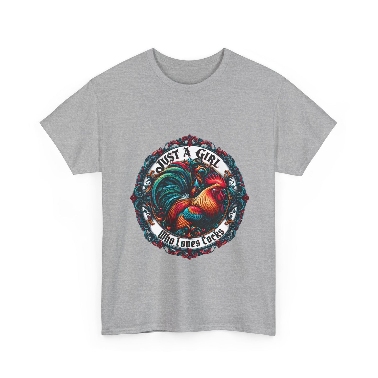 Just a Girl Who Loves "roosters?" T-Shirt, Fun Gift for Friends, Casual Wear, Birthday Gift, Unique Graphic Tee