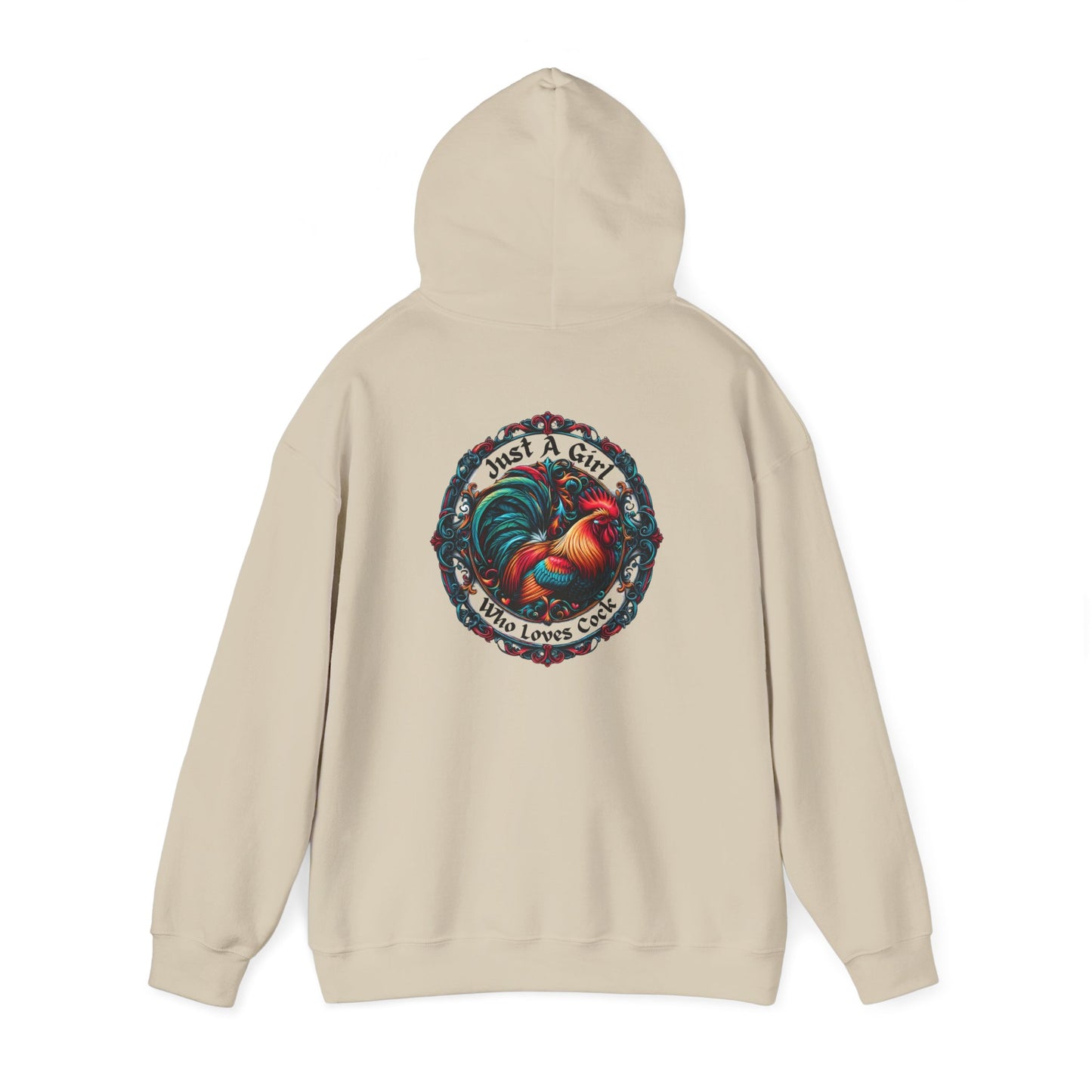 Just a Girl Colorful Rooster Design Heavy Blend™ Hoodie