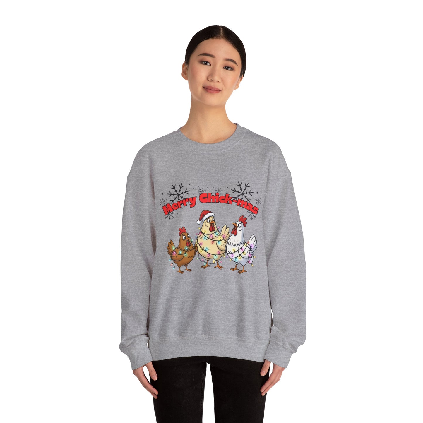 Merry Chickmas Sweatshirt, Unisex Holiday Pullover, Christmas Gift for Chicken Lovers, Cozy Winter Sweater, Funny Festive Apparel