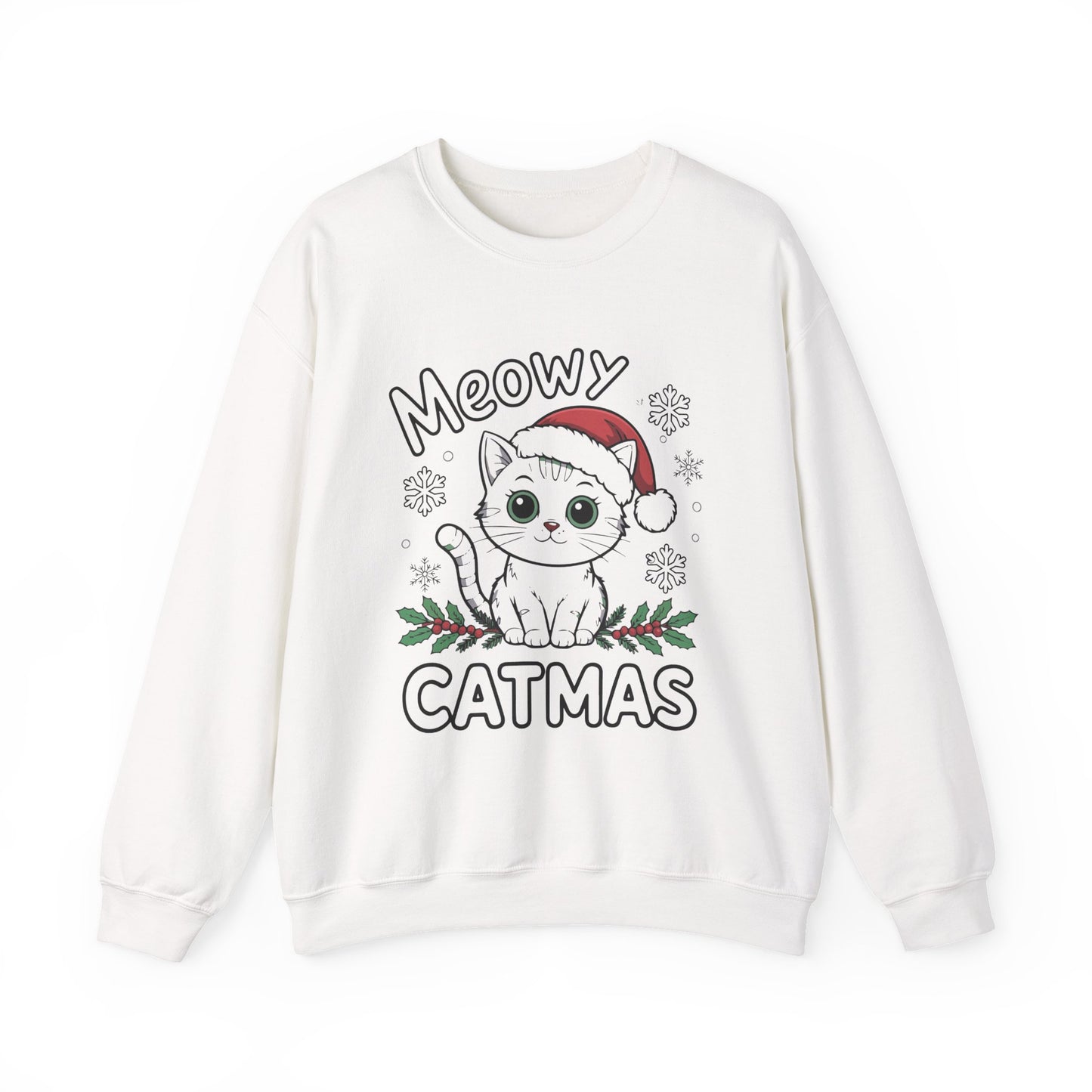 Meowy Catmas Sweatshirt, Cat Lover Gift, Holiday Crewneck, Cozy Winter Apparel, Funny Pet Sweatshirt, Christmas Sweater