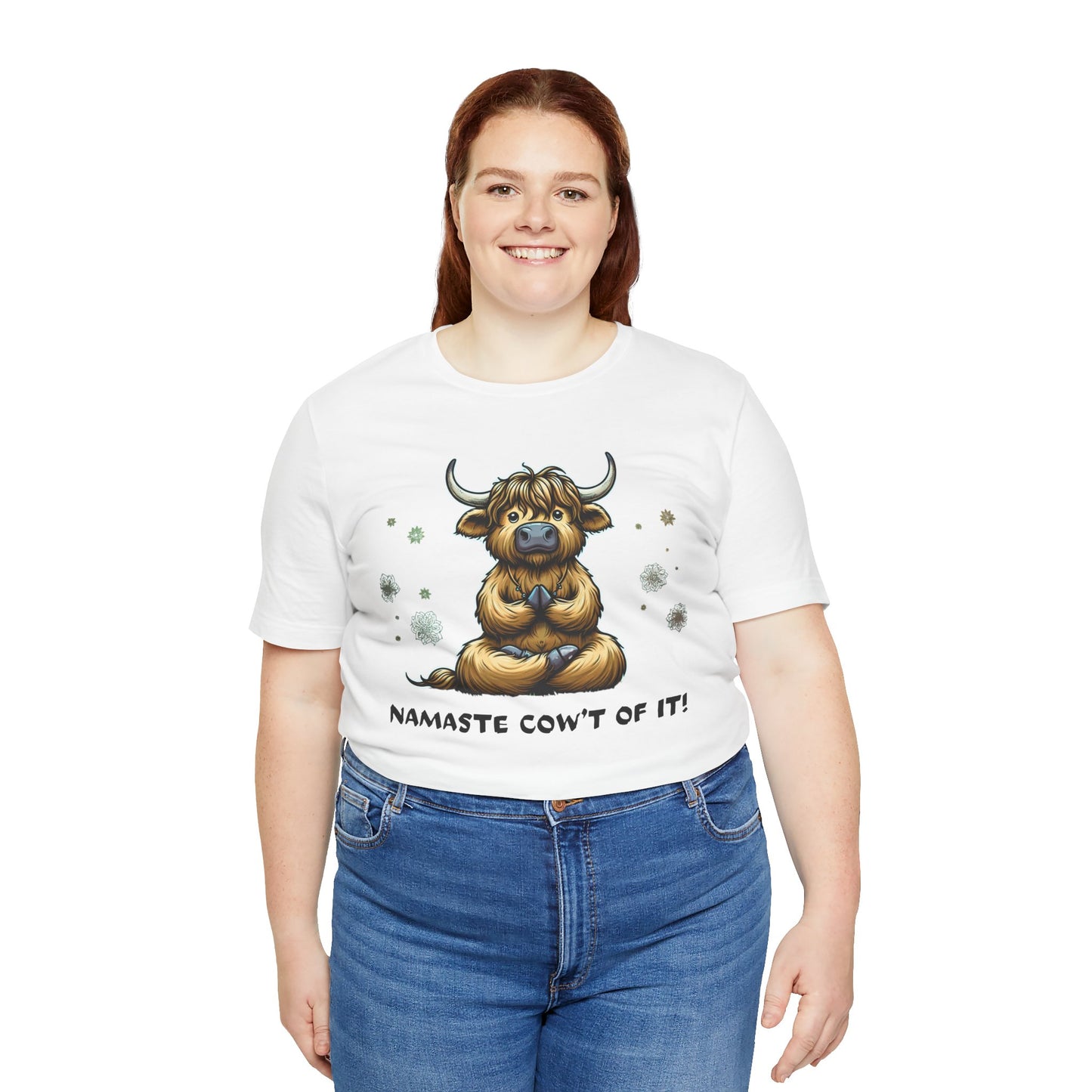 Namaste Cow Short Sleeve Tee - Relaxing Unisex Jersey T-Shirt