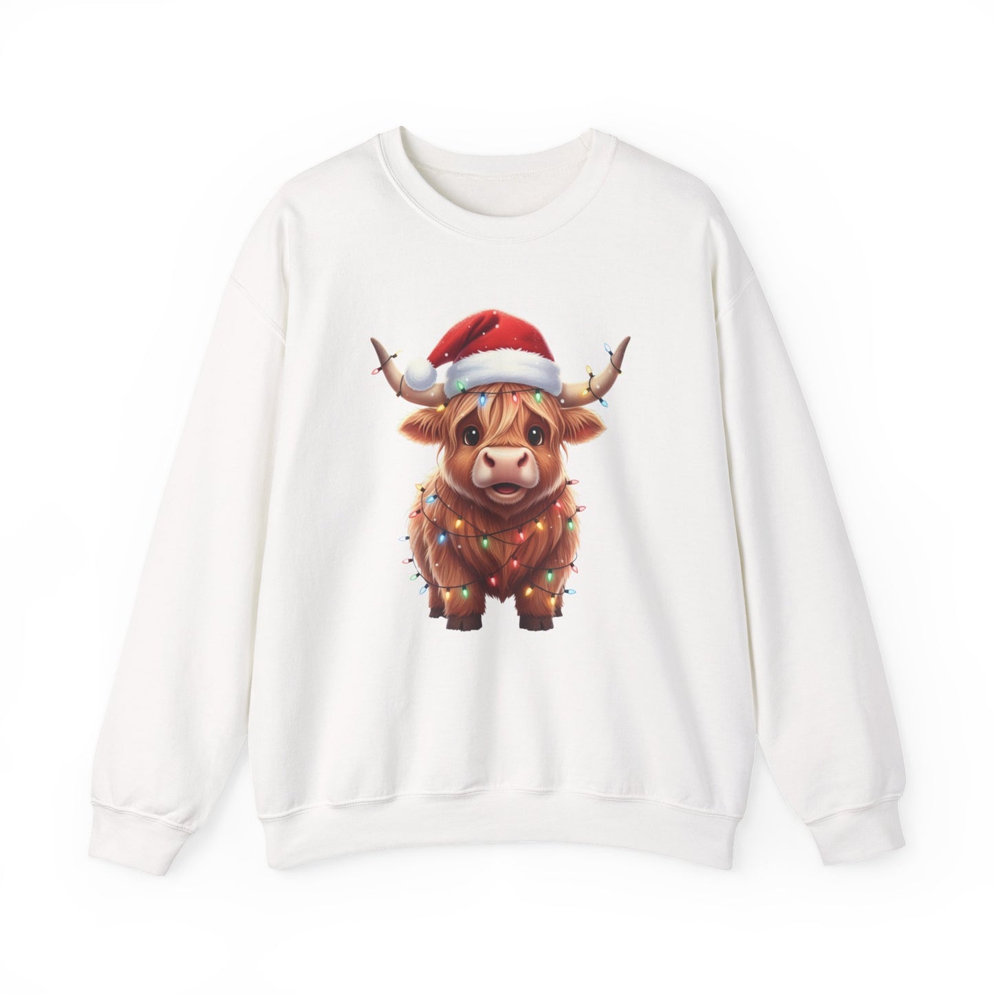 Festive Highland Cow Sweatshirt, Cute Christmas Crewneck, Cozy Winter Apparel, Holiday Gift, Unisex Sweatshirt, Animal Print Sweatshirt