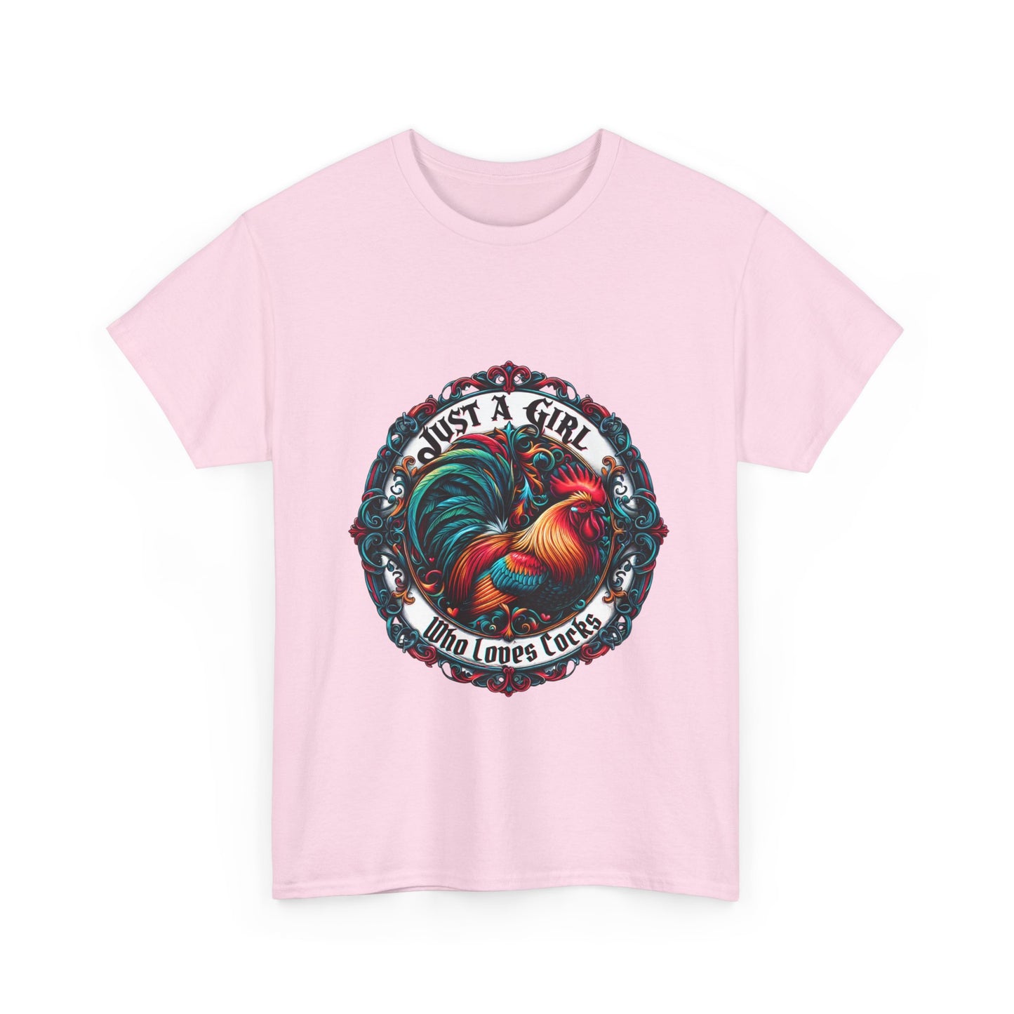Just a Girl Who Loves "roosters?" T-Shirt, Fun Gift for Friends, Casual Wear, Birthday Gift, Unique Graphic Tee