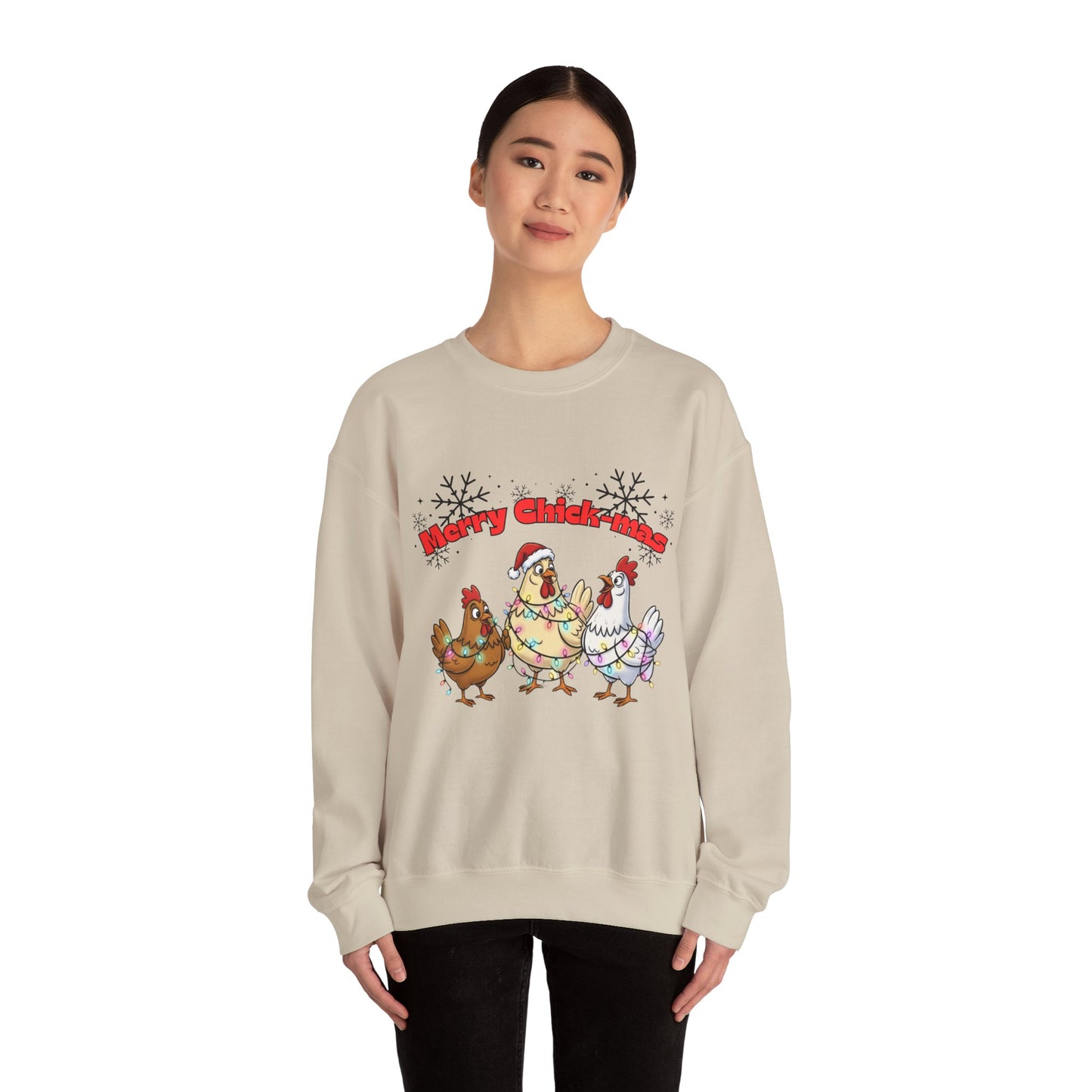 Merry Chickmas Sweatshirt, Unisex Holiday Pullover, Christmas Gift for Chicken Lovers, Cozy Winter Sweater, Funny Festive Apparel
