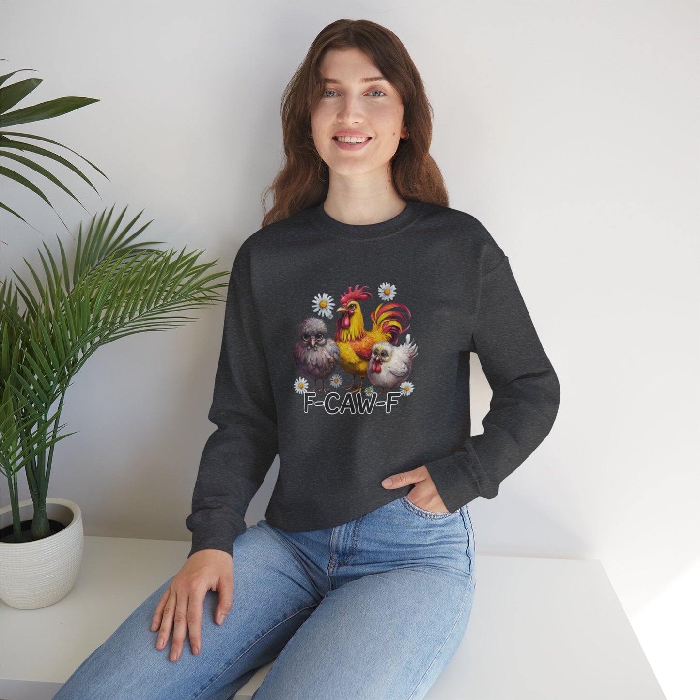 Funny Chicken Trio Sweatshirt "F-Caw-F" Crewneck Sweatshirt
