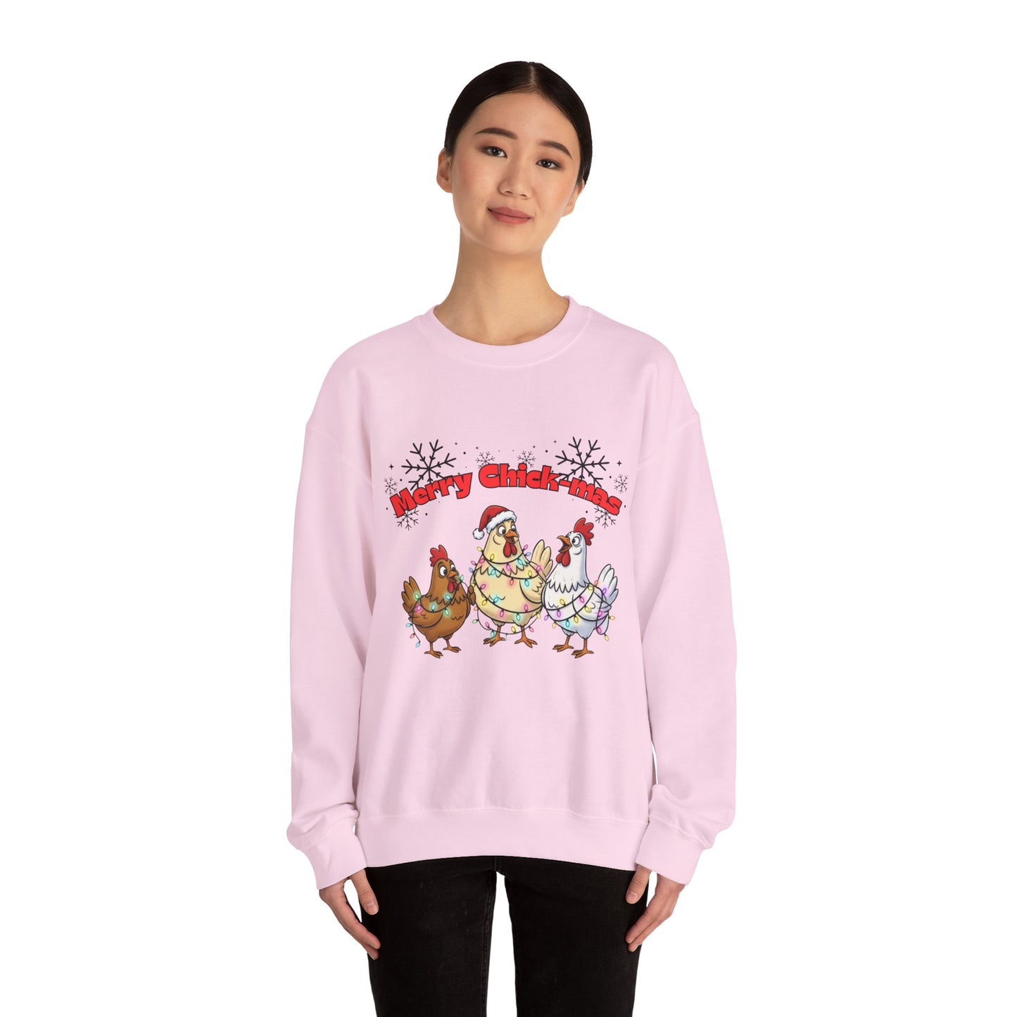 Merry Chickmas Sweatshirt, Unisex Holiday Pullover, Christmas Gift for Chicken Lovers, Cozy Winter Sweater, Funny Festive Apparel