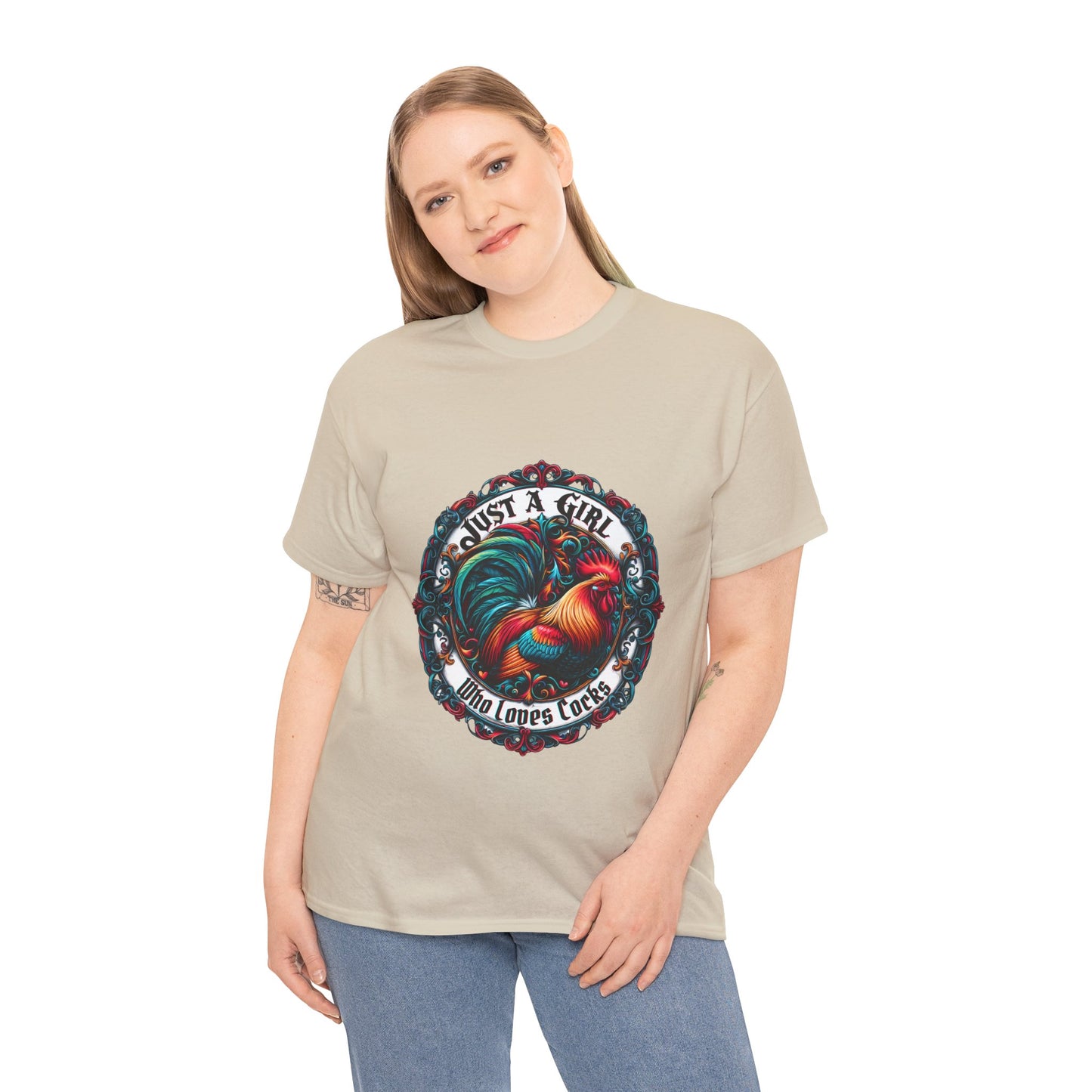 Just a Girl Who Loves "roosters?" T-Shirt, Fun Gift for Friends, Casual Wear, Birthday Gift, Unique Graphic Tee