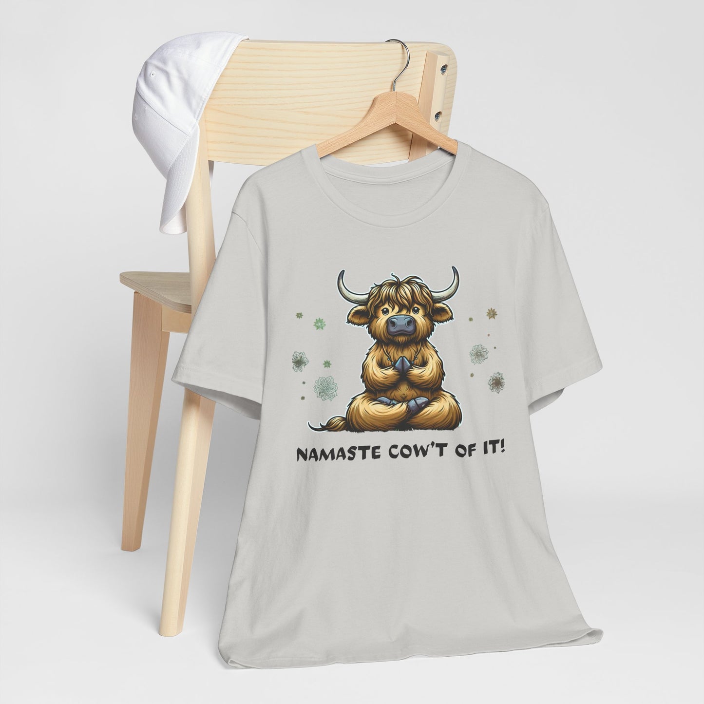 Namaste Cow Short Sleeve Tee - Relaxing Unisex Jersey T-Shirt