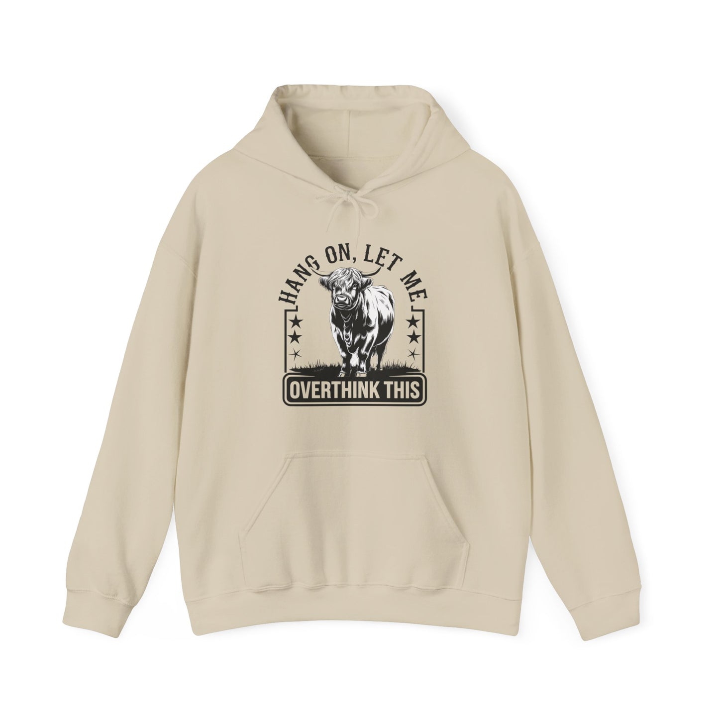 Hoodie — "Hang On, Let Me Overthink This" Bull Graphic Funny Overthinker Hoodie