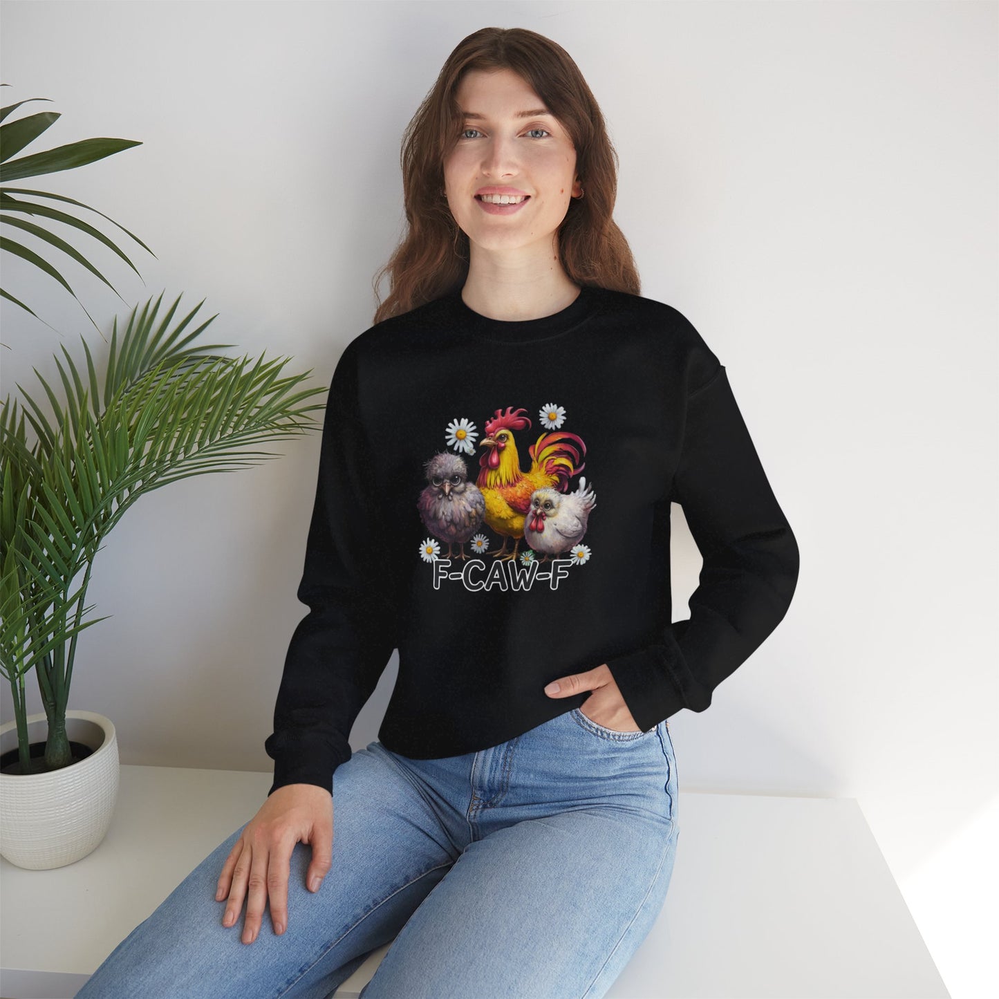 Funny Chicken Trio Sweatshirt "F-Caw-F" Crewneck Sweatshirt