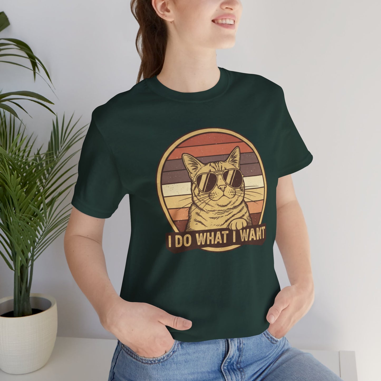 Retro Cat 'I Do What I Want' Tee — Funny Vintage Sunglasses Cat T-Shirt