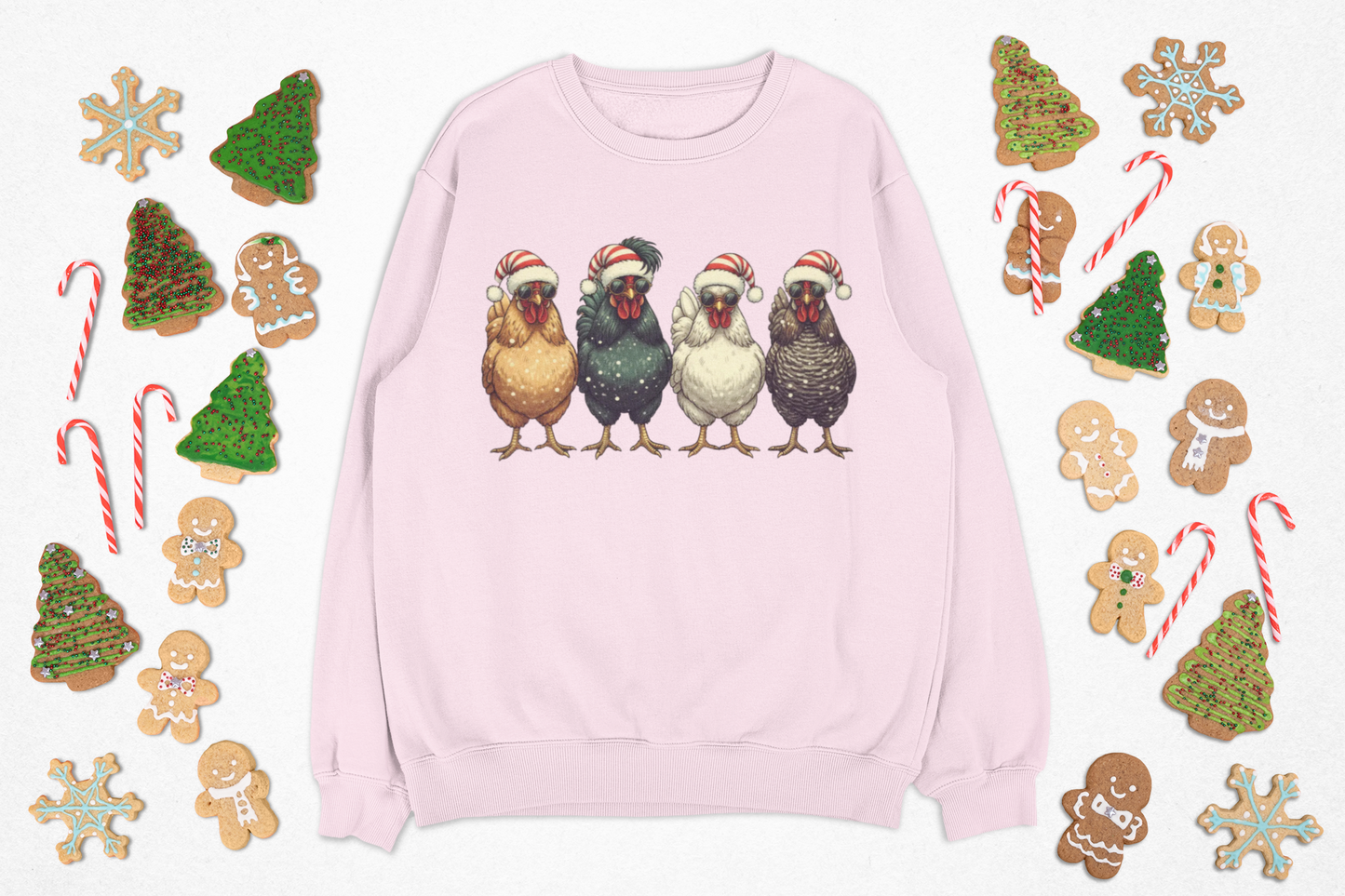 Festive Chicken Crewneck Sweatshirt | Holiday Sweatshirt, Christmas Gift, Unisex Pullover, Cozy Apparel, Animal Lover Sweater