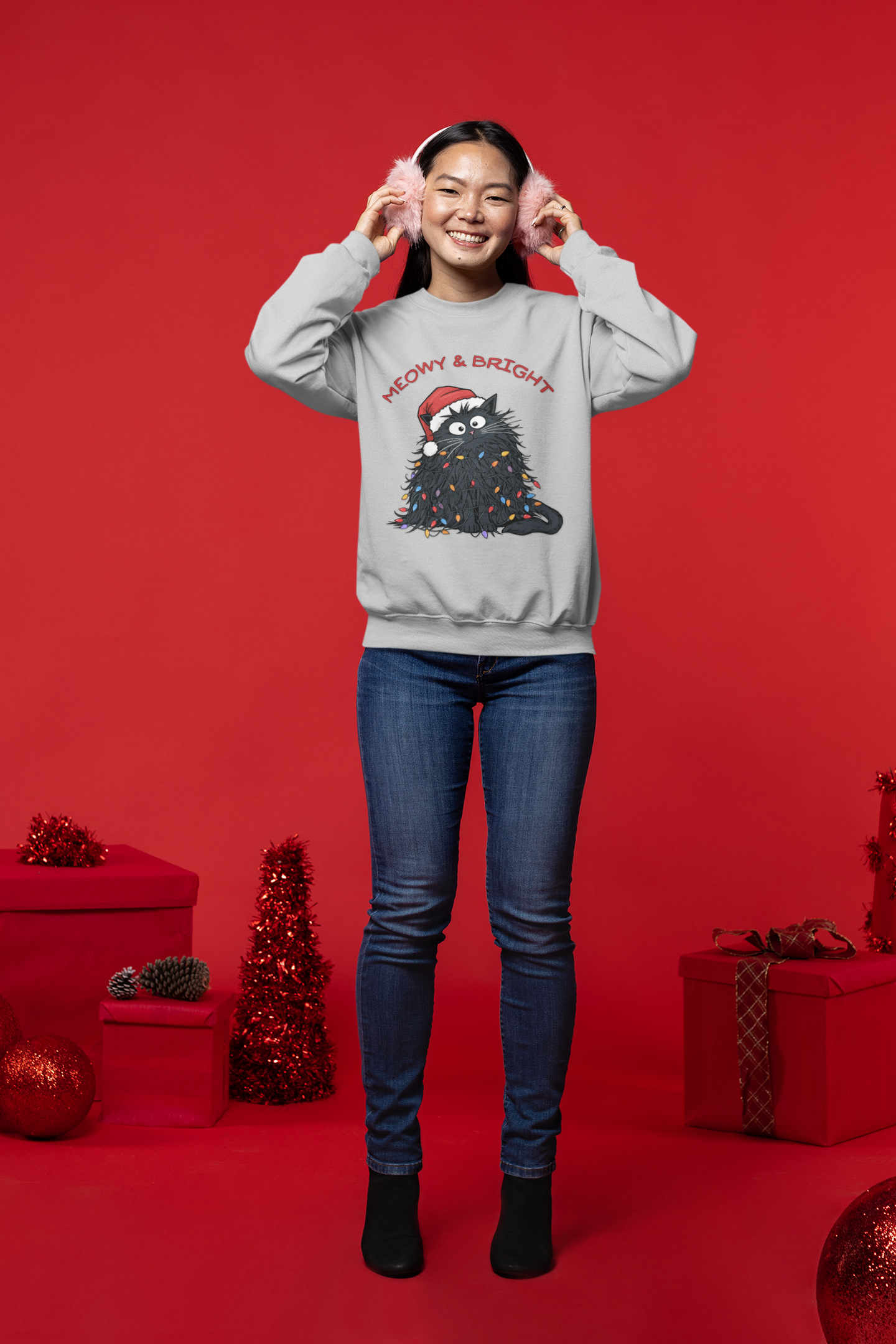 Meowy & Bright Cat Sweatshirt for Cozy Holidays, Unisex Crewneck Pullover, Festive Feline Sweater, Cute Gift for Cat Lovers, Ideal for [...]
