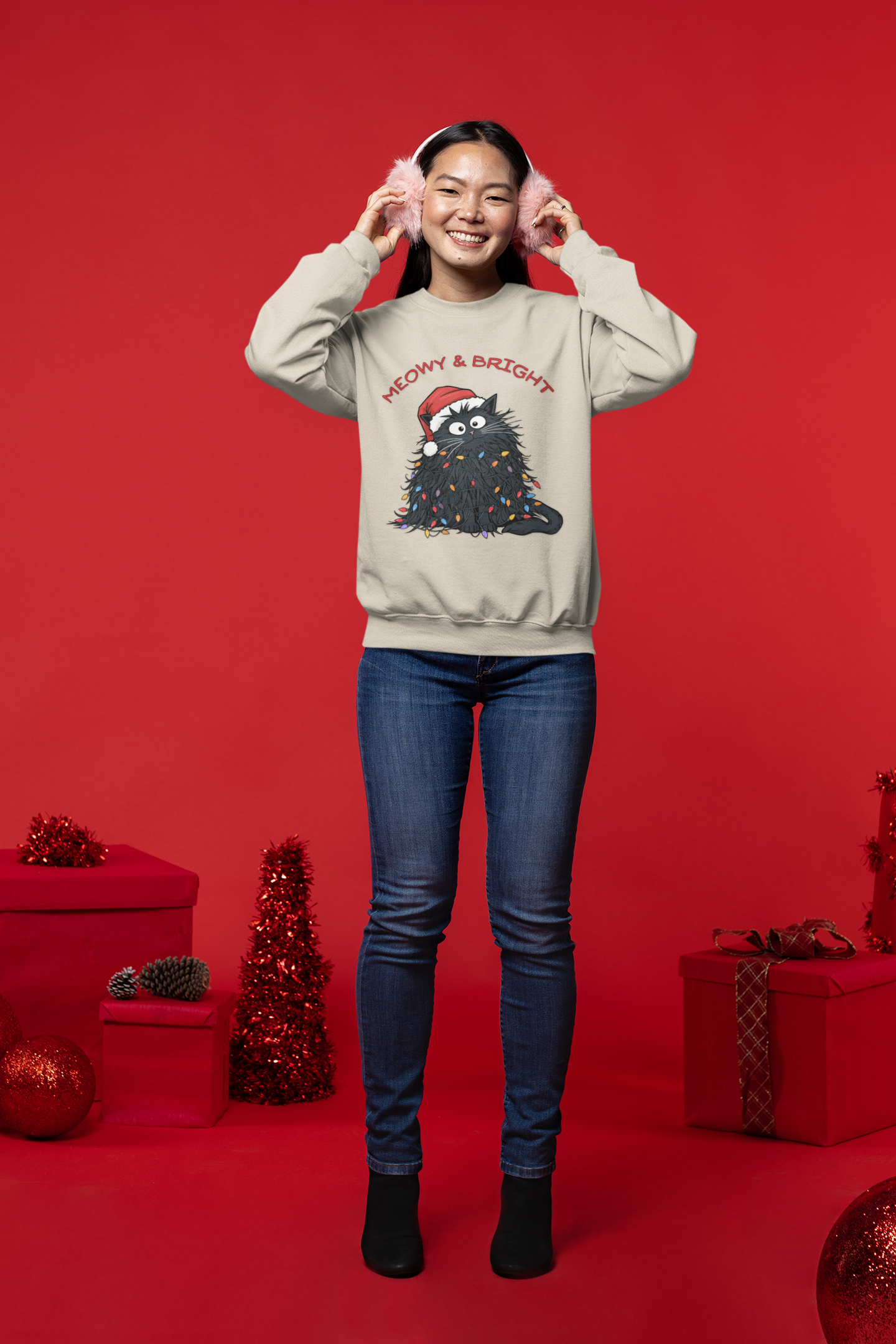 Meowy & Bright Cat Sweatshirt for Cozy Holidays, Unisex Crewneck Pullover, Festive Feline Sweater, Cute Gift for Cat Lovers, Ideal for [...]