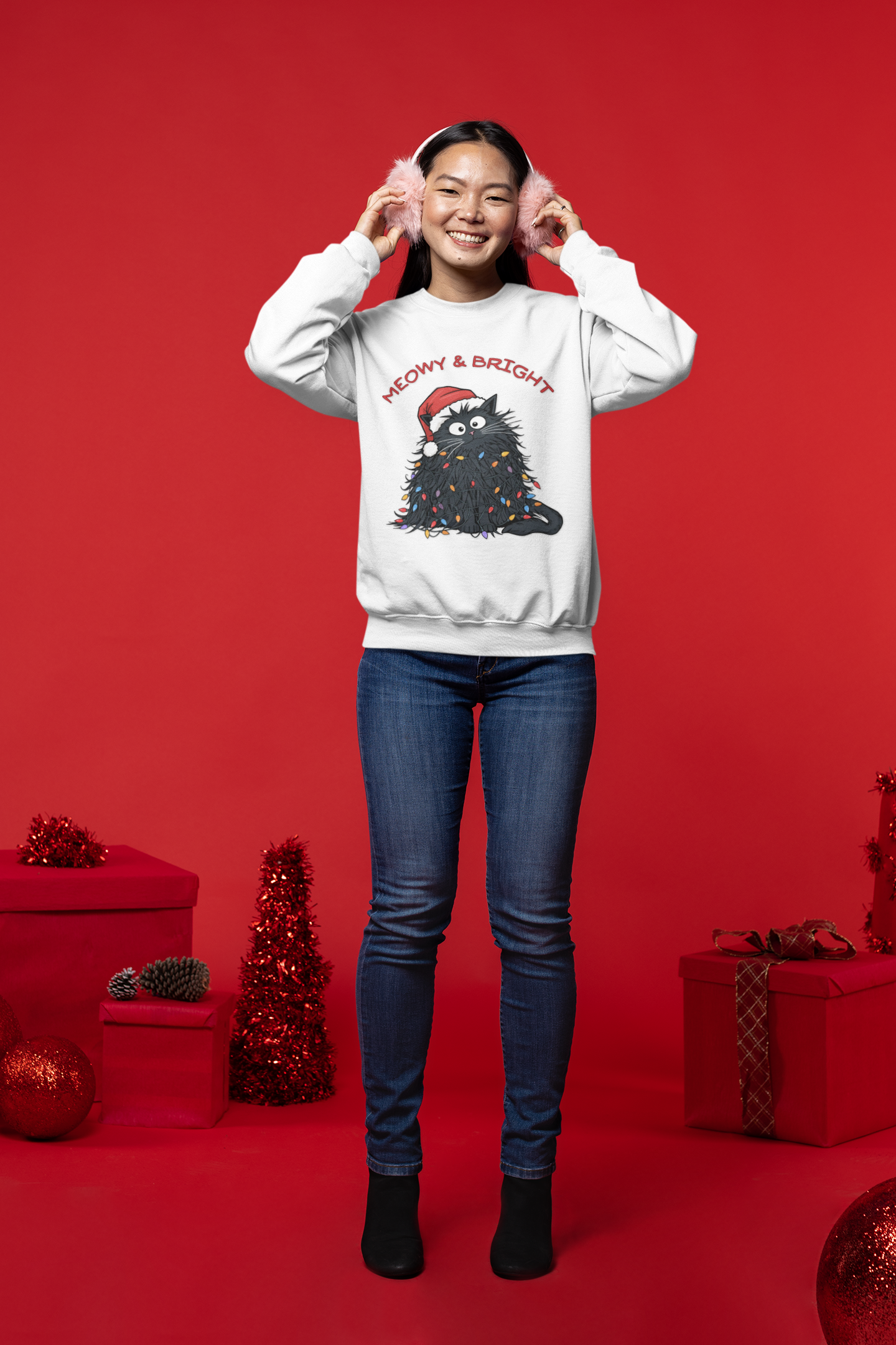 Meowy & Bright Cat Sweatshirt for Cozy Holidays, Unisex Crewneck Pullover, Festive Feline Sweater, Cute Gift for Cat Lovers, Ideal for [...]