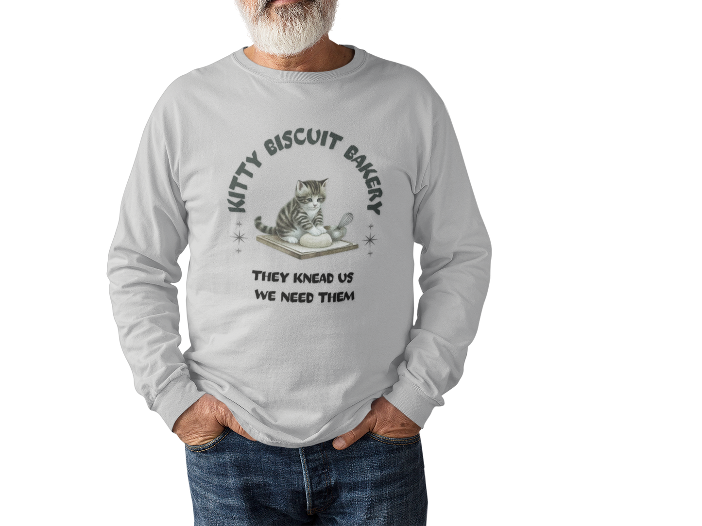 Cat Lovers Long Sleeve Tee - Kitty Biscuit Bakery Design