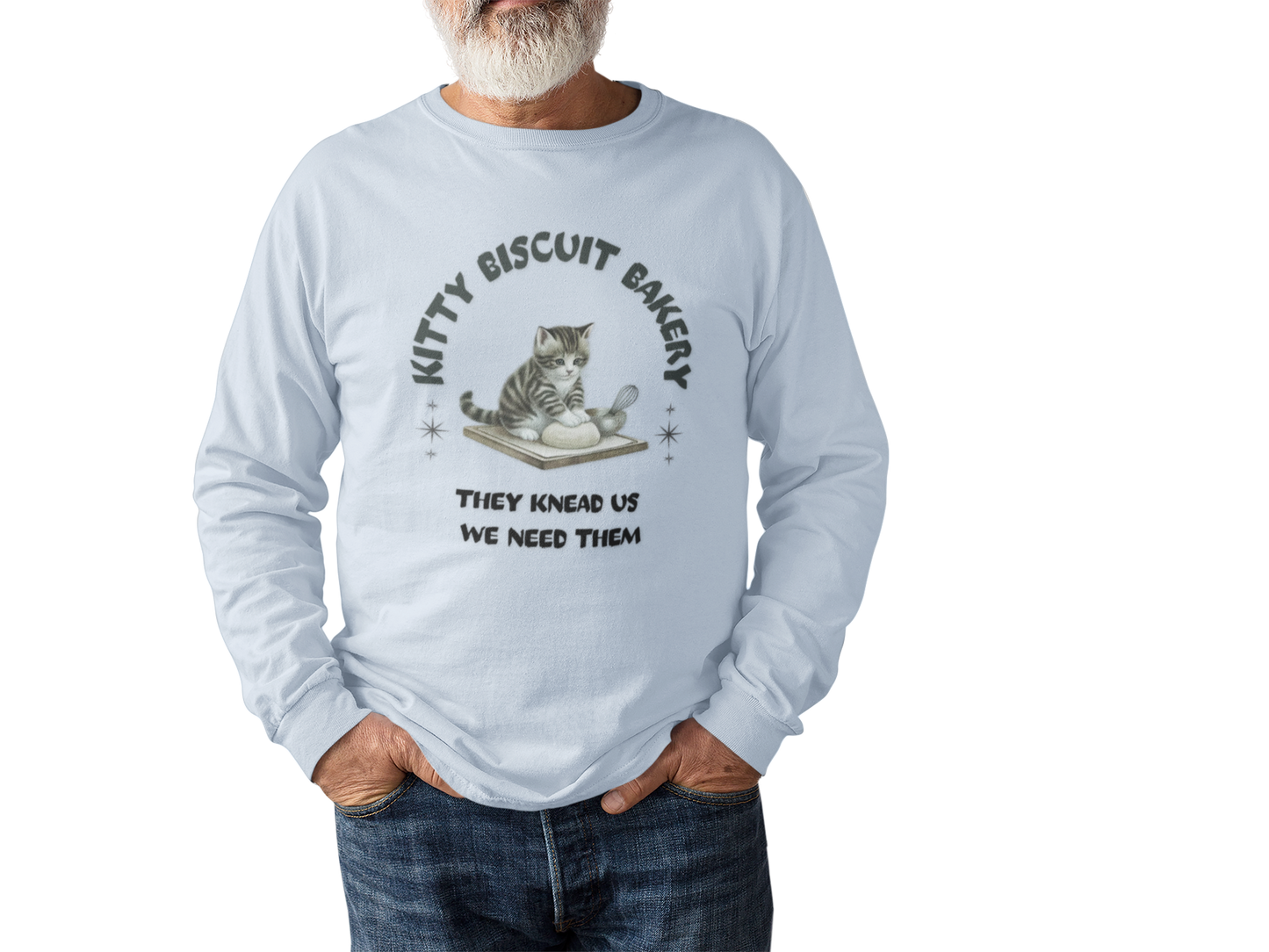 Cat Lovers Long Sleeve Tee - Kitty Biscuit Bakery Design