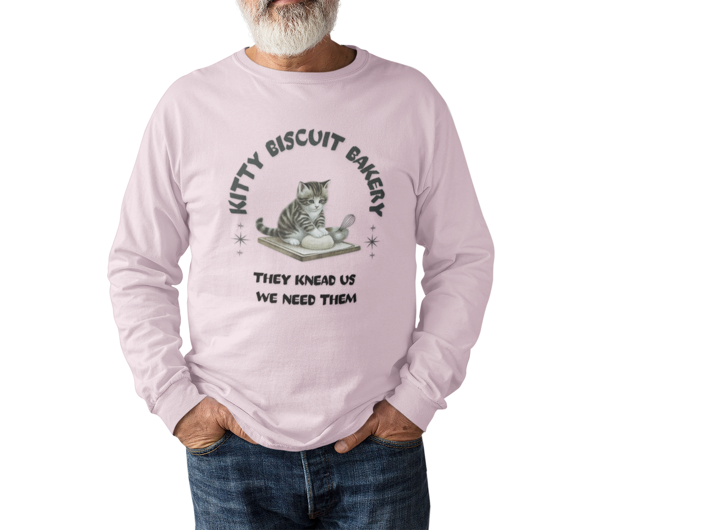 Cat Lovers Long Sleeve Tee - Kitty Biscuit Bakery Design