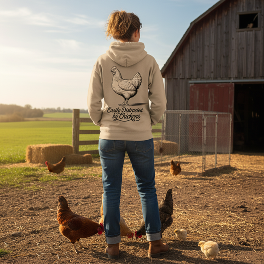 Easily Distracted by Chickens Hoodie