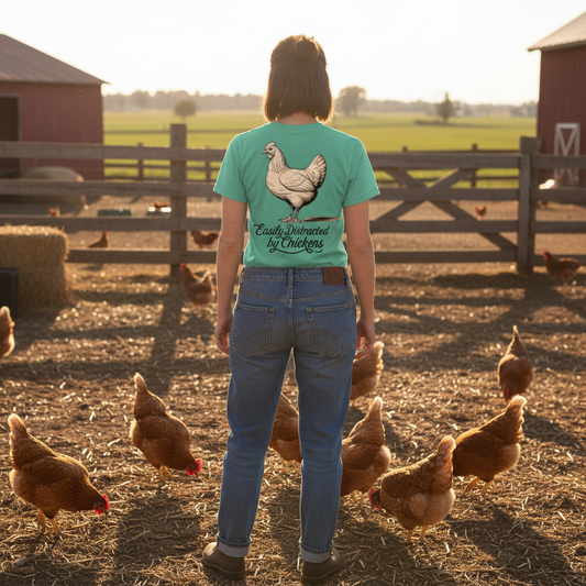 Easily Distracted by Chickens Tee - Unisex Jersey Short Sleeve T-Shirt