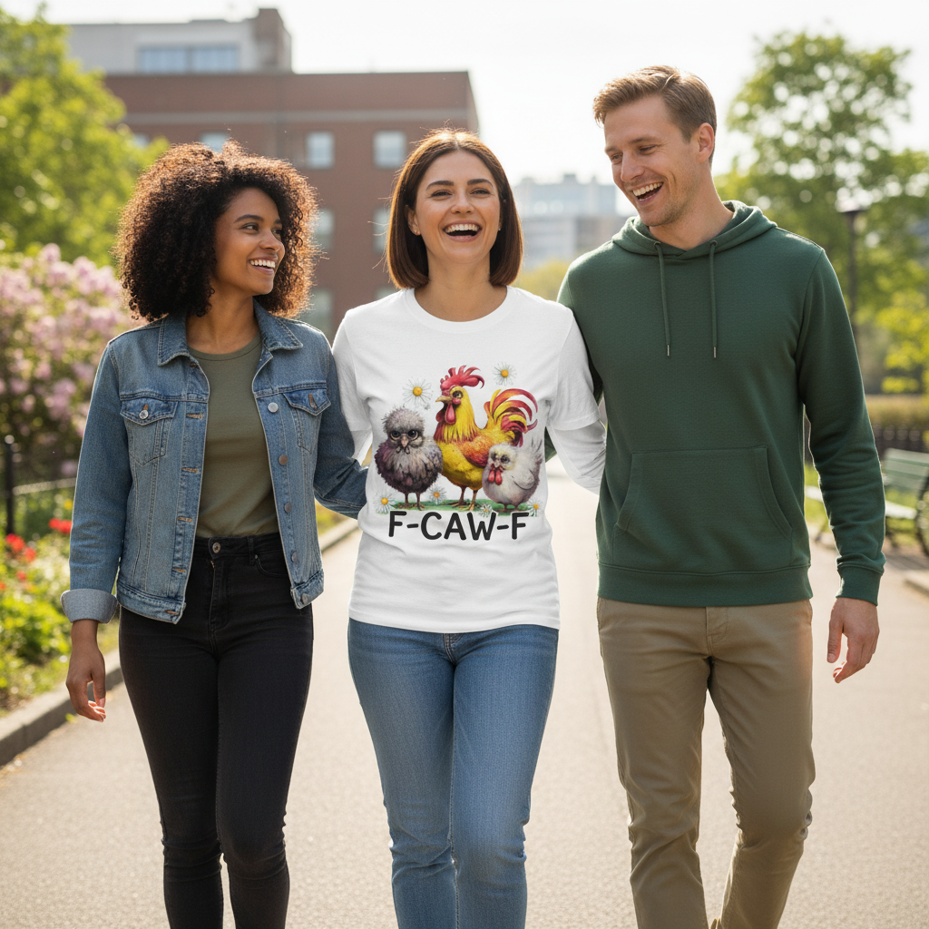 Funny Chicken Trio Long Sleeve Tee - F-CAW-F Graphic Shirt