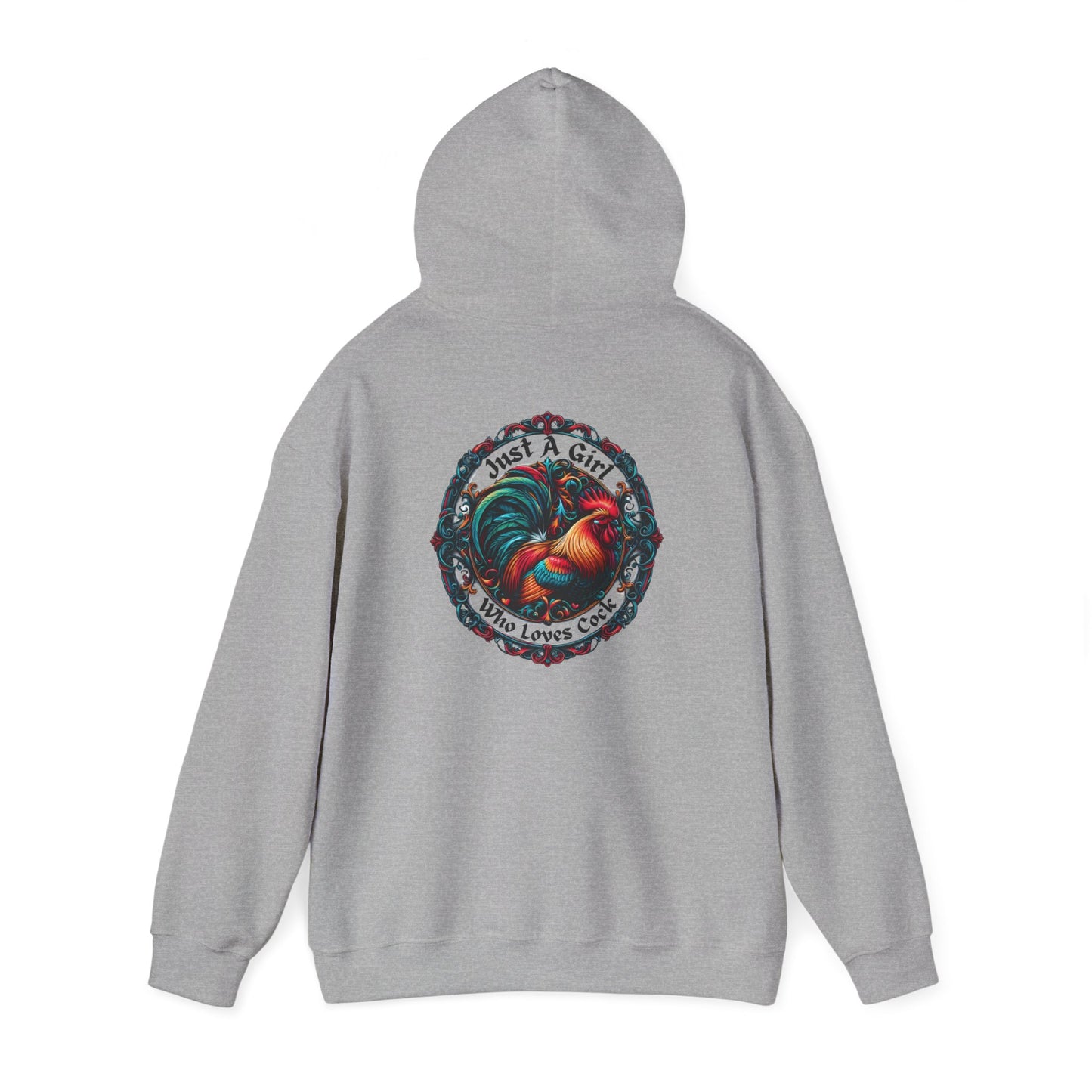 Just a Girl Colorful Rooster Design Heavy Blend™ Hoodie