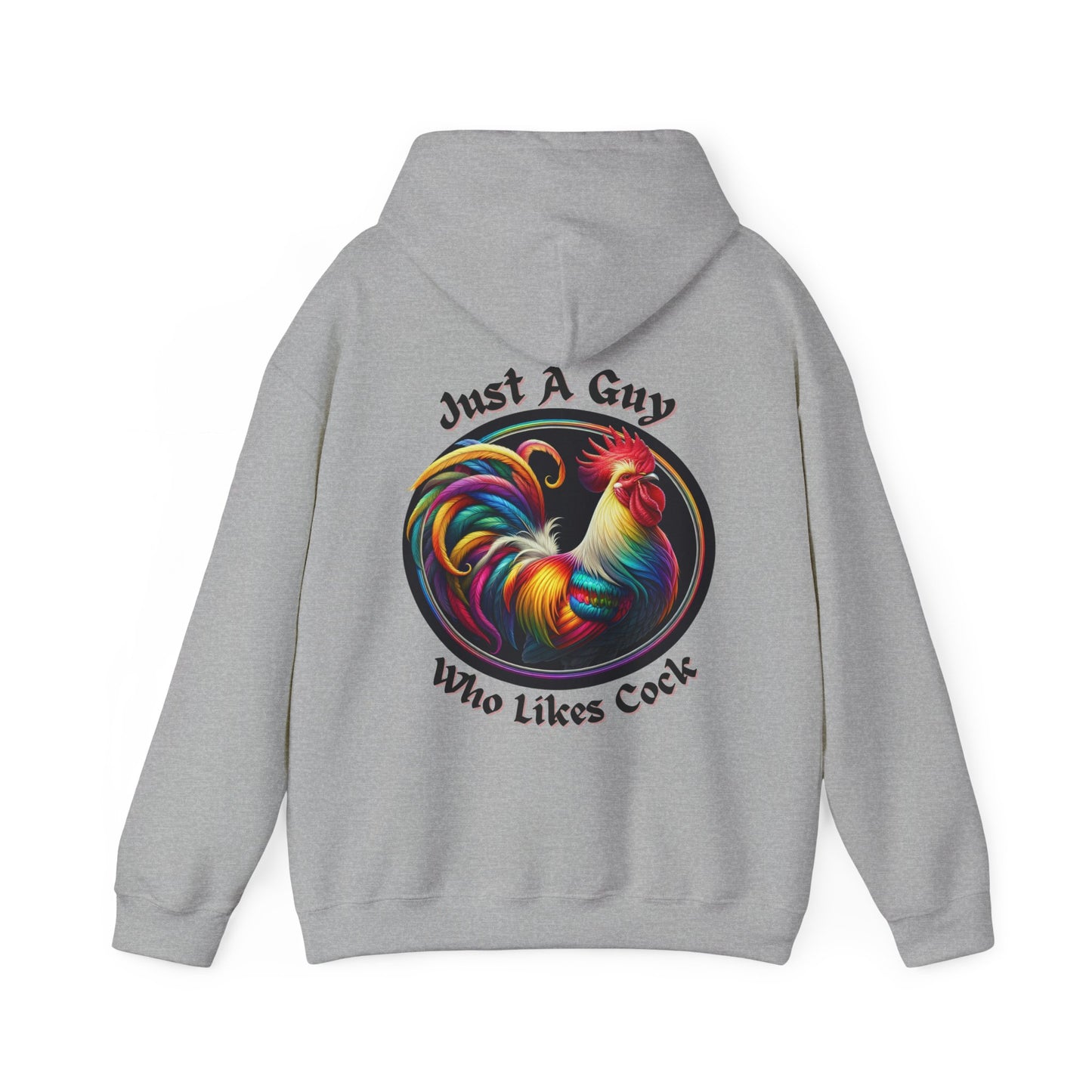 Just a Guy Who Likes Cock Hoodie - Colorful Rooster Design